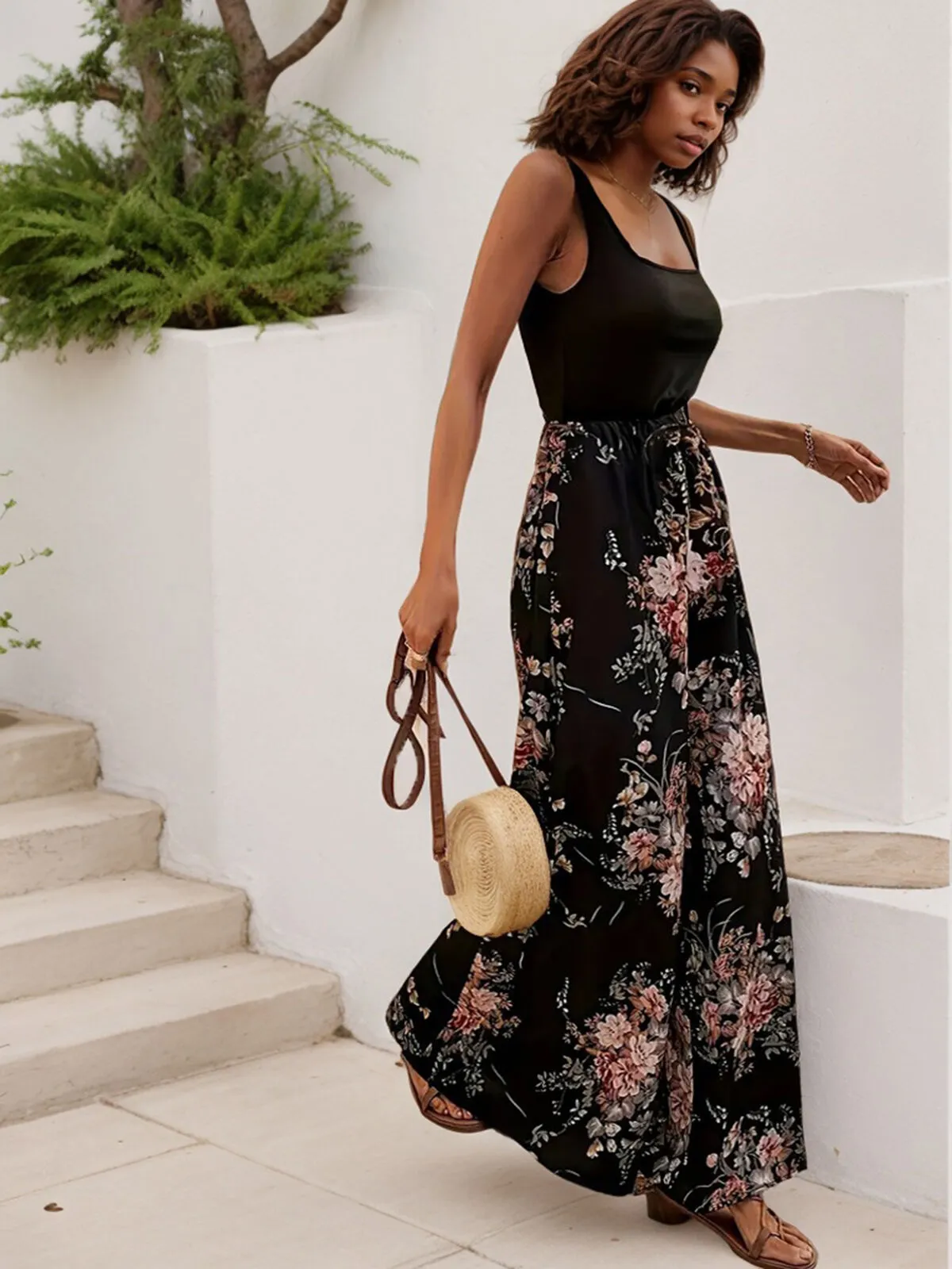 Graphic Square Neck High Rise Jumpsuits, 4 of 4