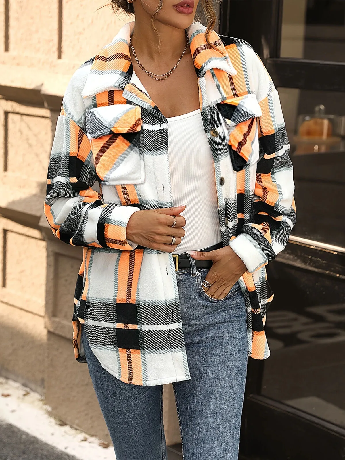 Gingham Plaid Lapel Regular Jacket, 4 of 7