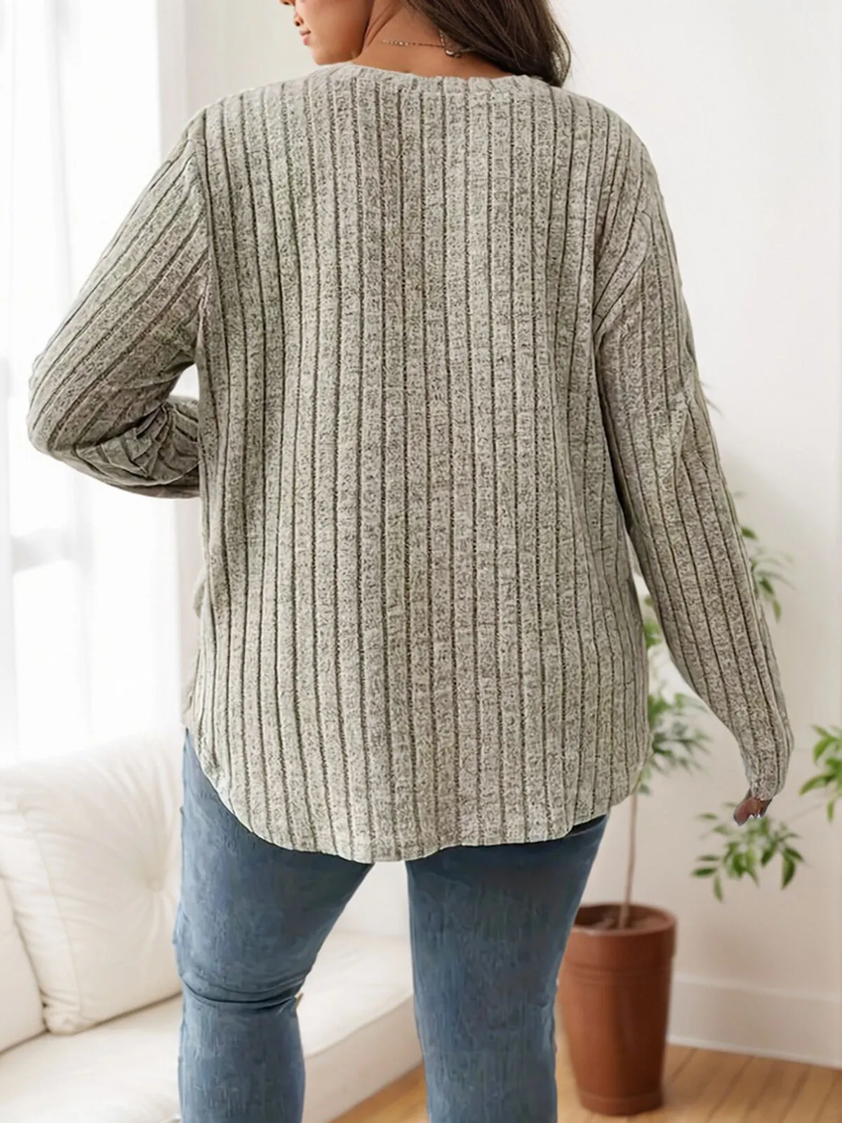 Plus Size Solid V-neck Regular Blouse, 2 of 4