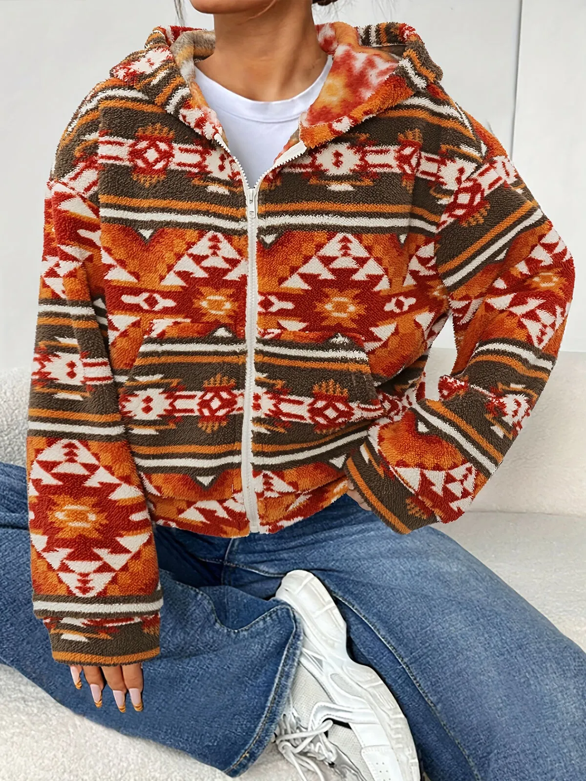 Graphic Hooded Regular Sleeve Coat, 3 of 6