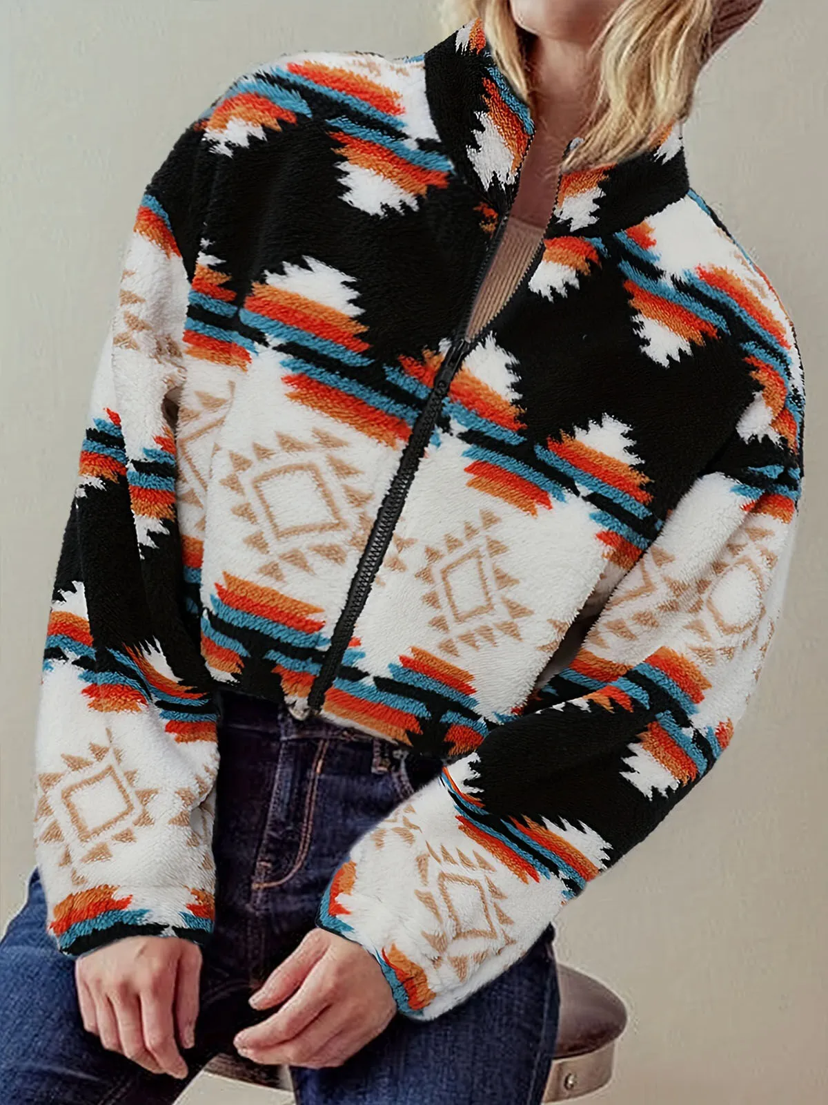 Graphic Lapel Regular Sleeve Jacket, 4 of 7