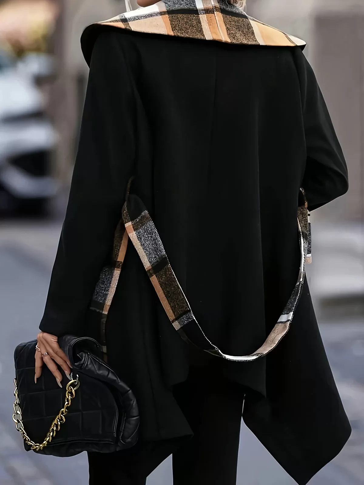 Scottish Plaid Lapel Regular Sleeve Coat, 2 of 8