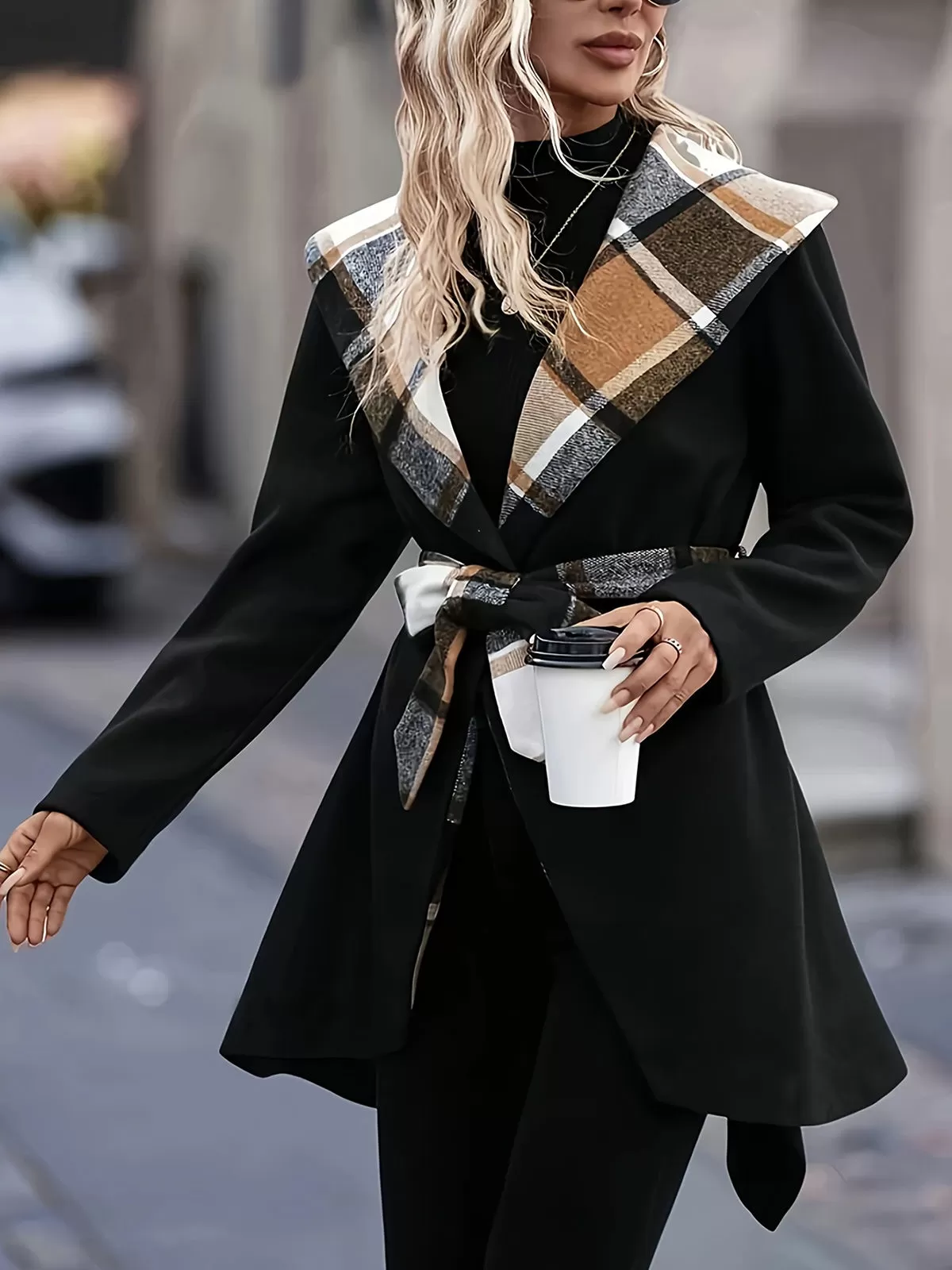 Scottish Plaid Lapel Regular Sleeve Coat, 5 of 8