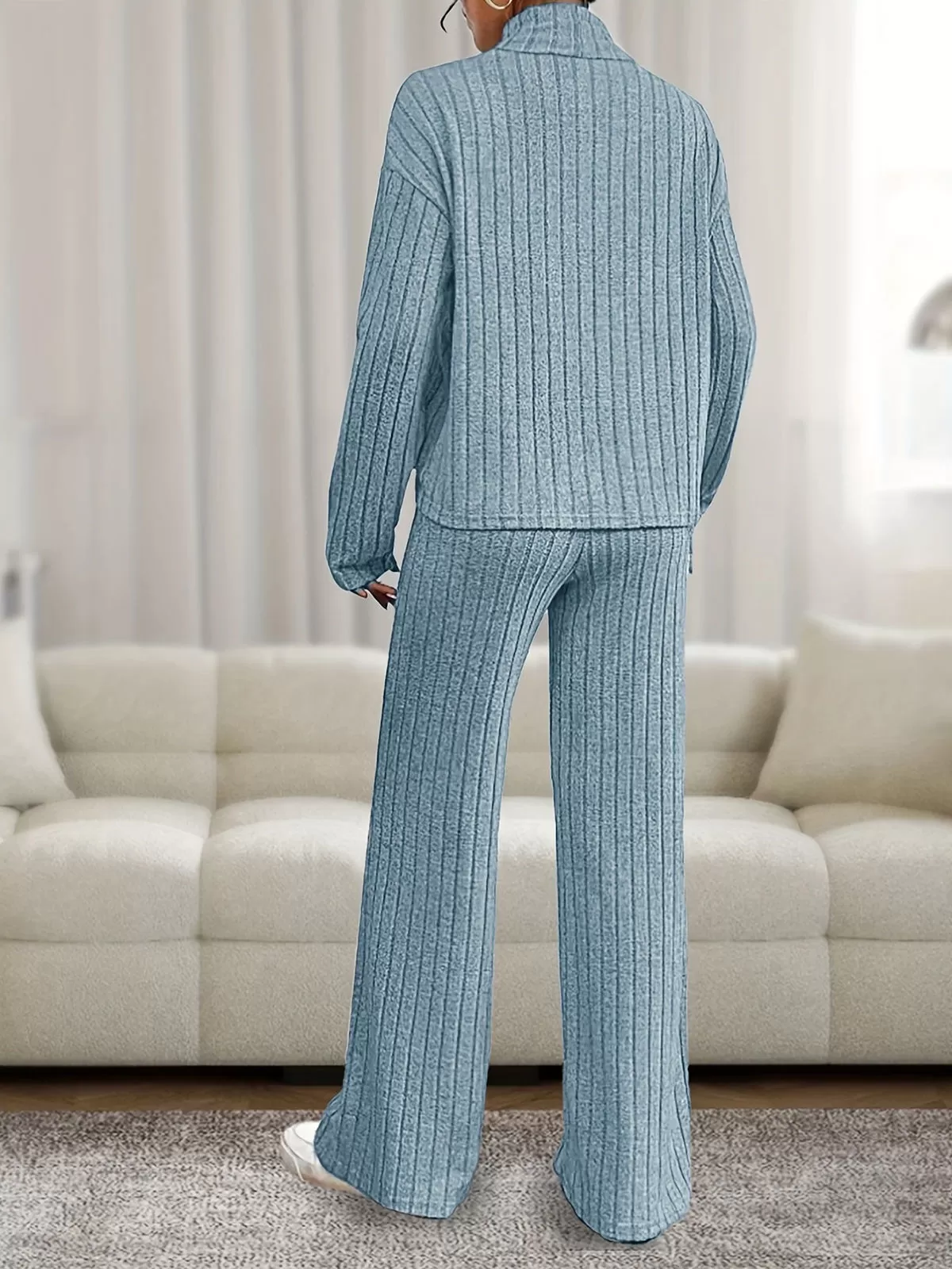 High Neck Mock T-shirt & Pants, 2 of 7