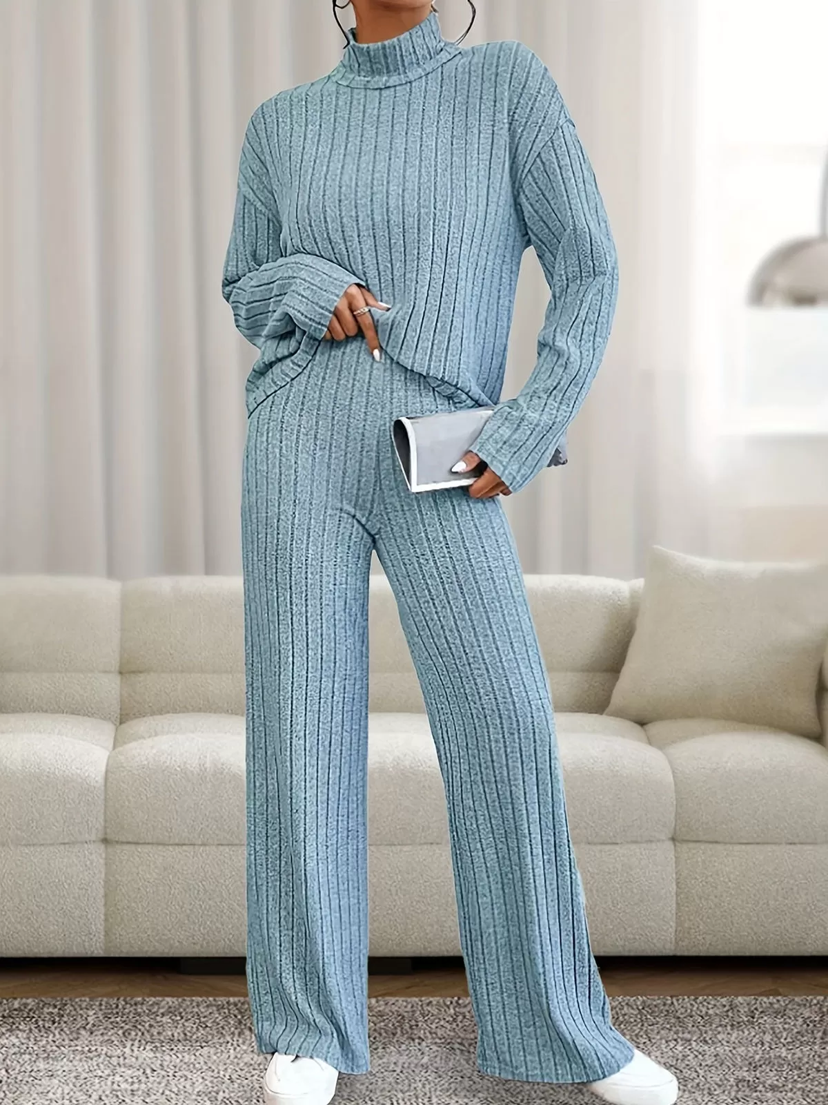 High Neck Mock T-shirt & Pants, 4 of 7