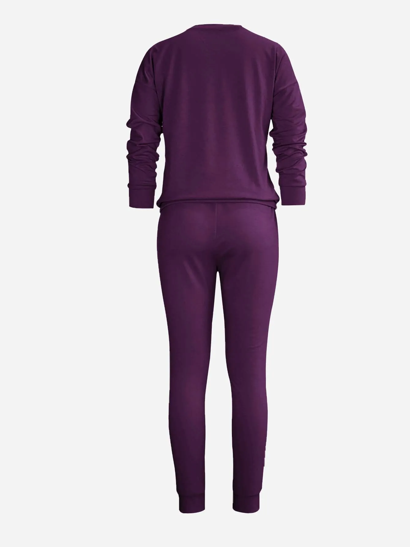 Solid Round Neck Sweatshirt & Solid Pants, 2 of 5