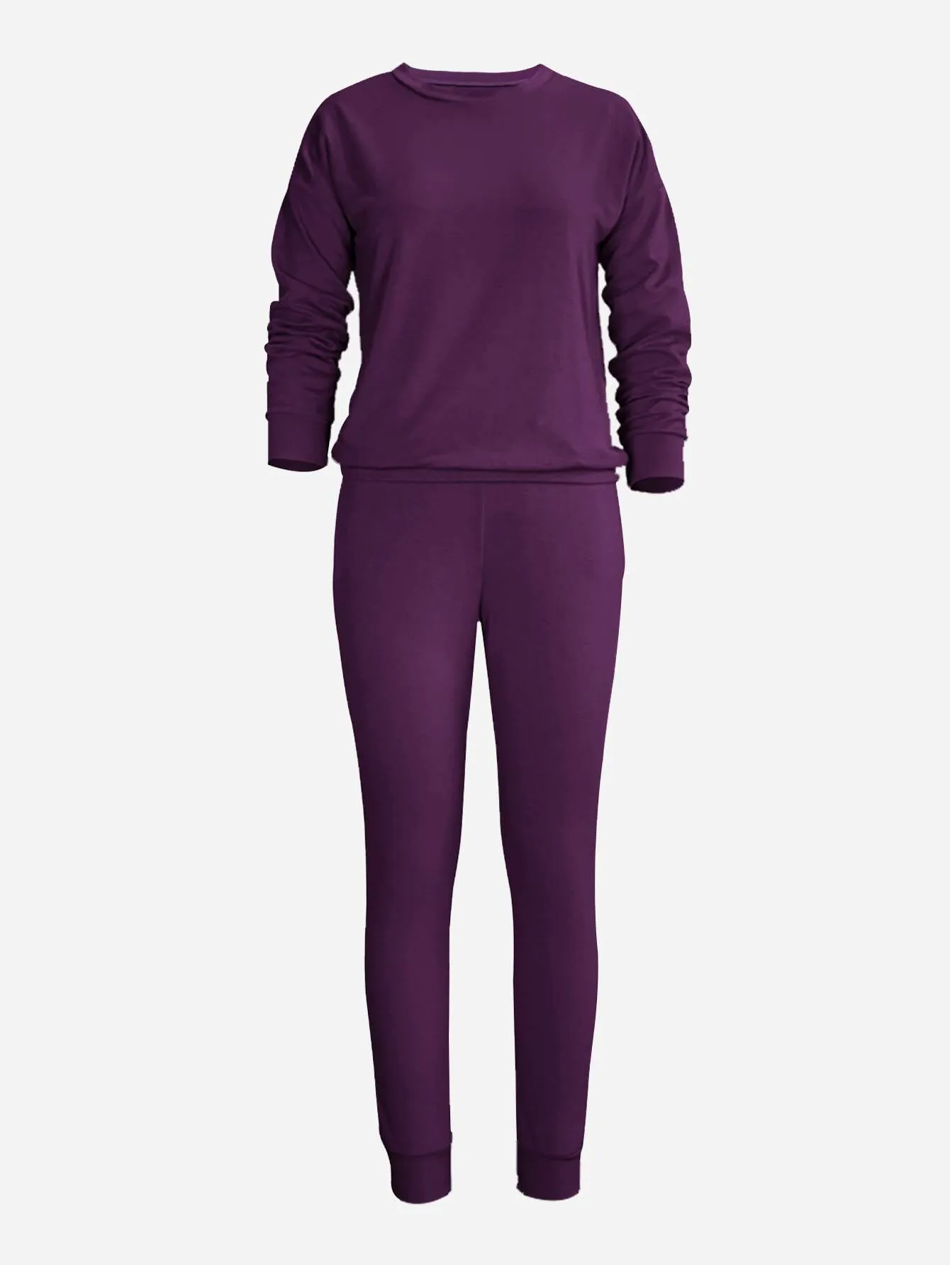 Solid Round Neck Sweatshirt & Solid Pants, 5 of 5