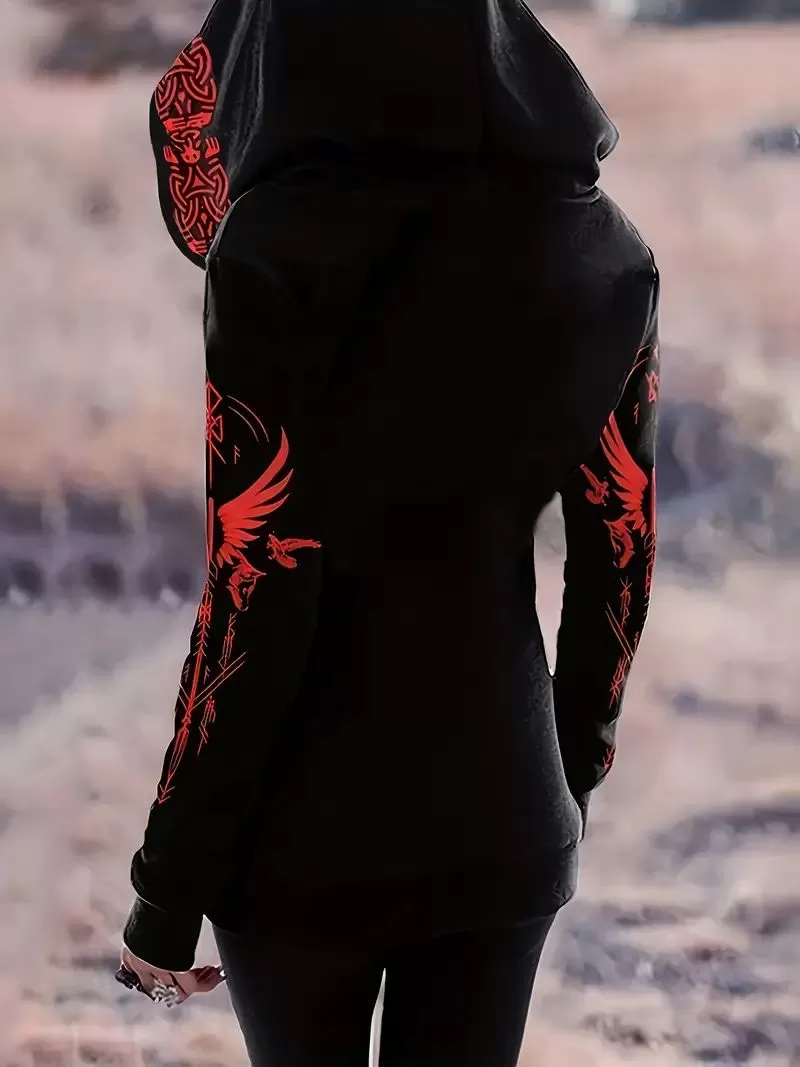 Plus Size Graphic Hooded Regular Sleeve Hoodie, 2 of 5