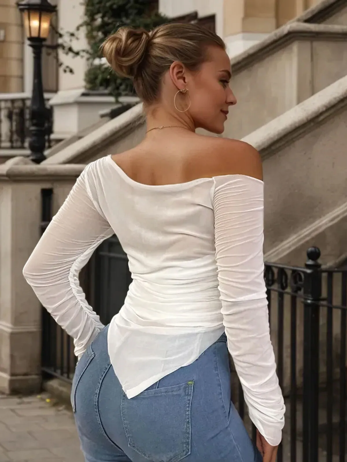 Plus Size Asymmetric Regular Sleeve Long Sleeve T-Shirt, 2 of 5