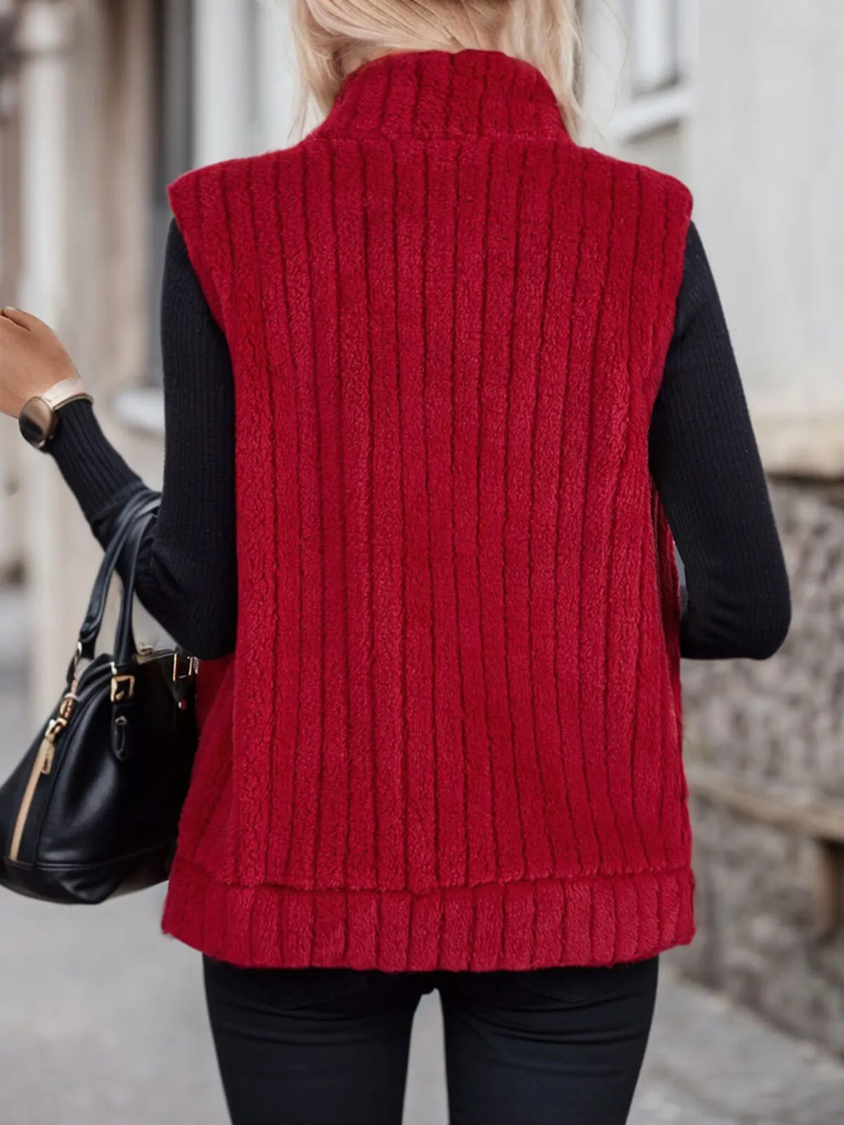 Solid High Neck Vest Coat, 2 of 6