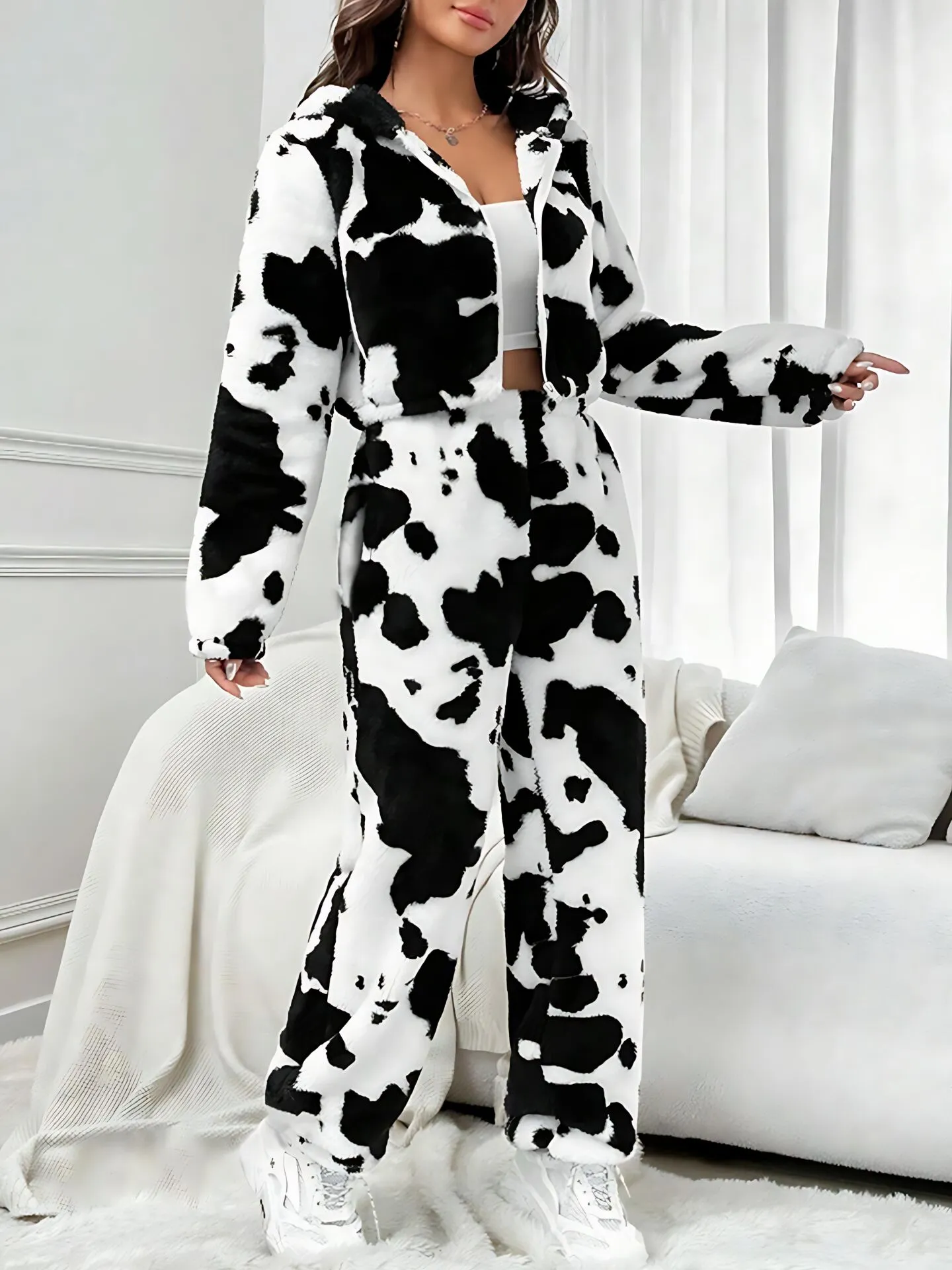Cow Skin Regular Long Sleeve Coat & Cow Skin Pants, 3 of 7
