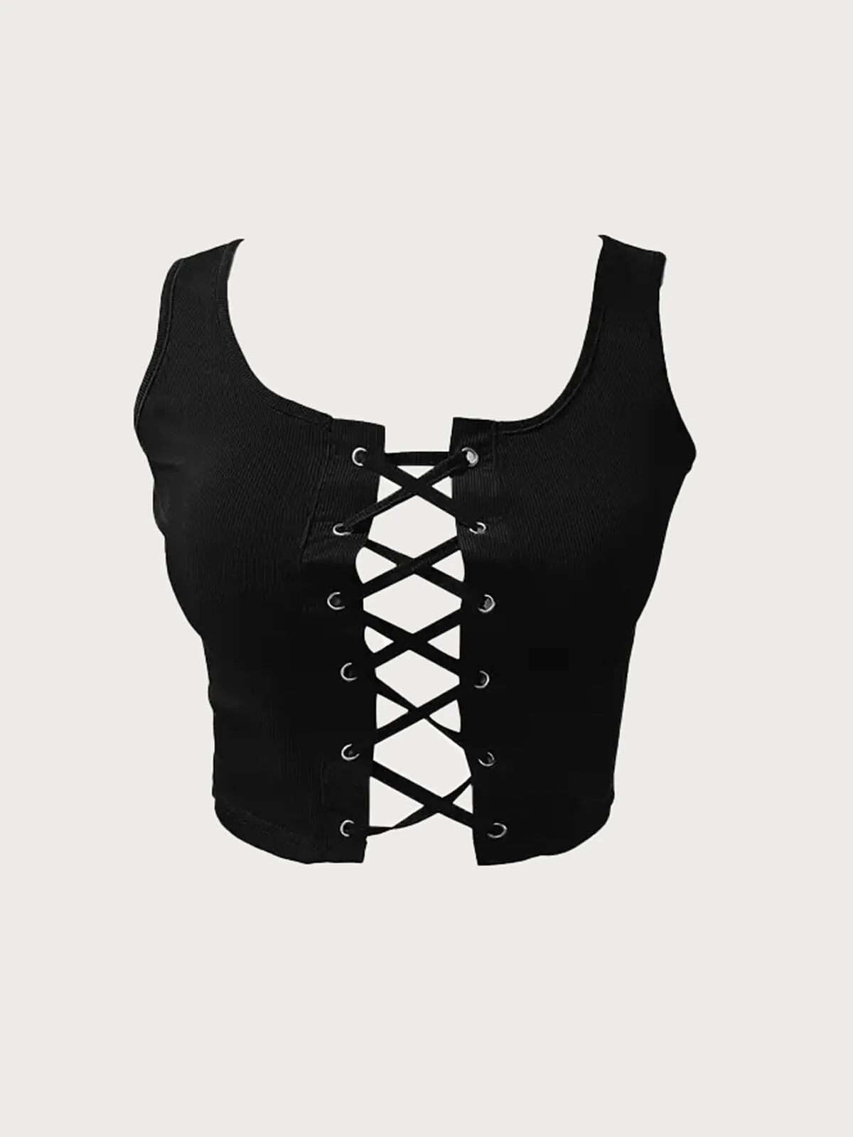 Lace-up Round Neck Sleeveless Tank, 4 of 4