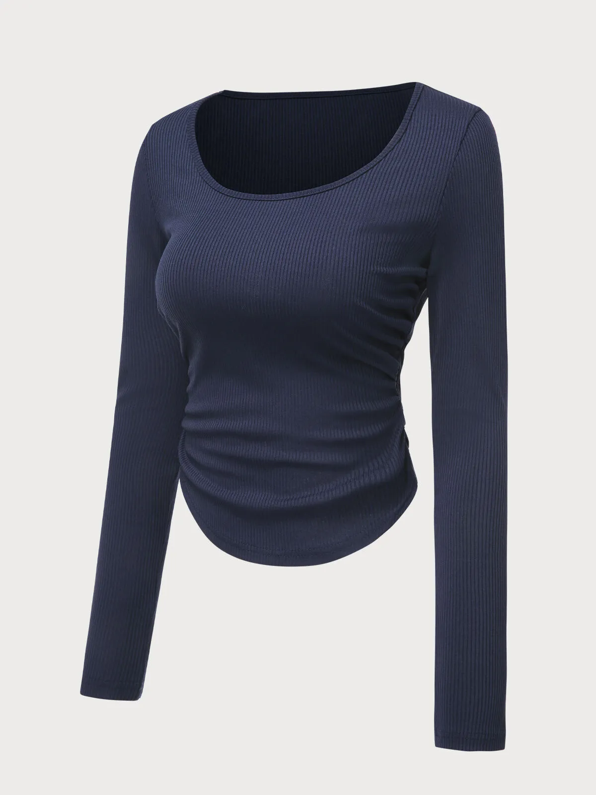 Solid Wrinkle Round Neck Regular Shirts, 2 of 6