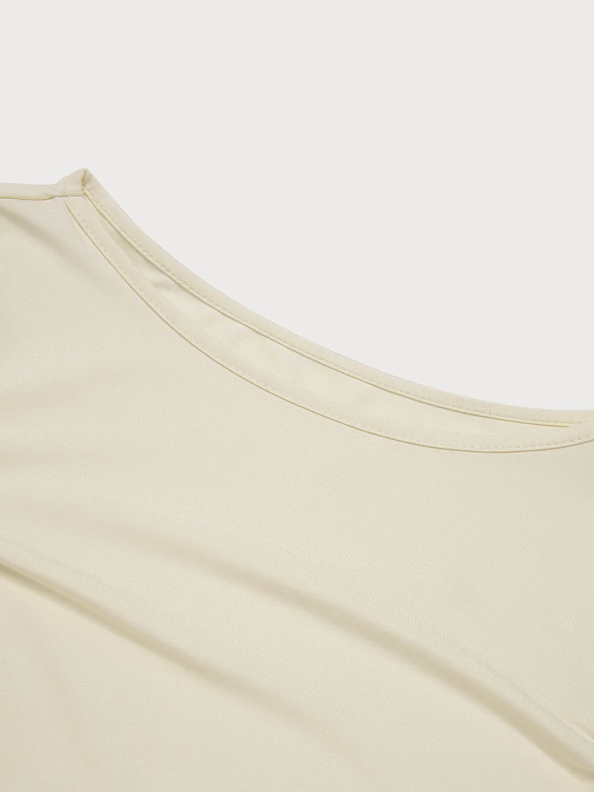 Solid Wrinkle Round Neck Regular Blouse, 4 of 6