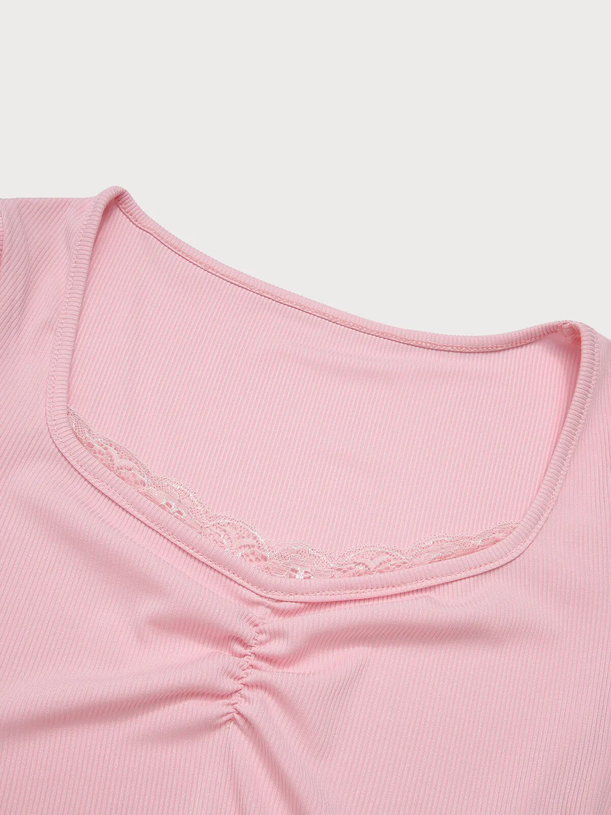 Solid Wrinkle Square Neck Blouse, 4 of 6