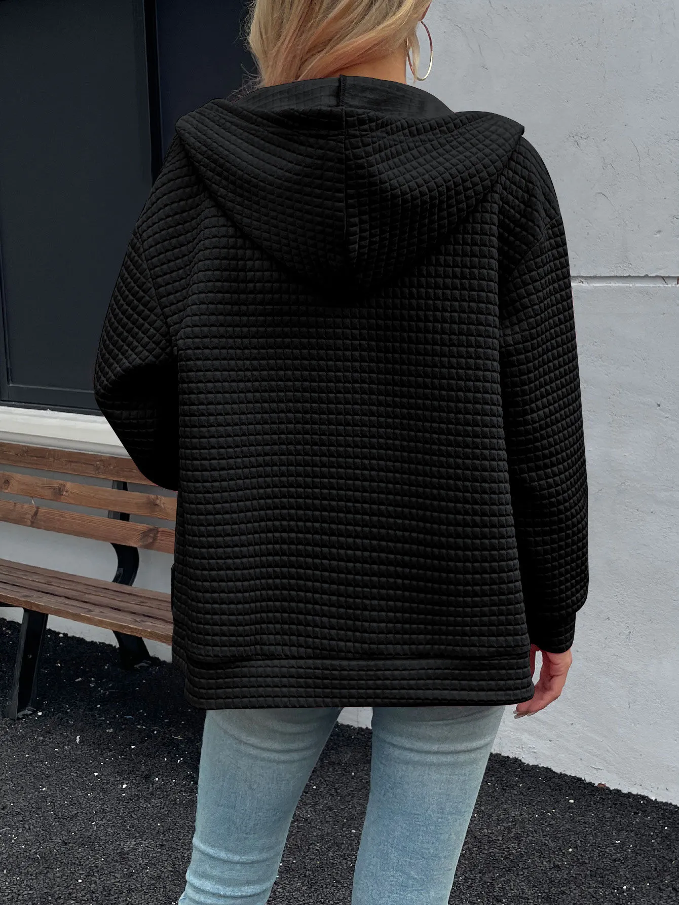 Solid Zipper Hooded Regular Jacket, 2 of 5