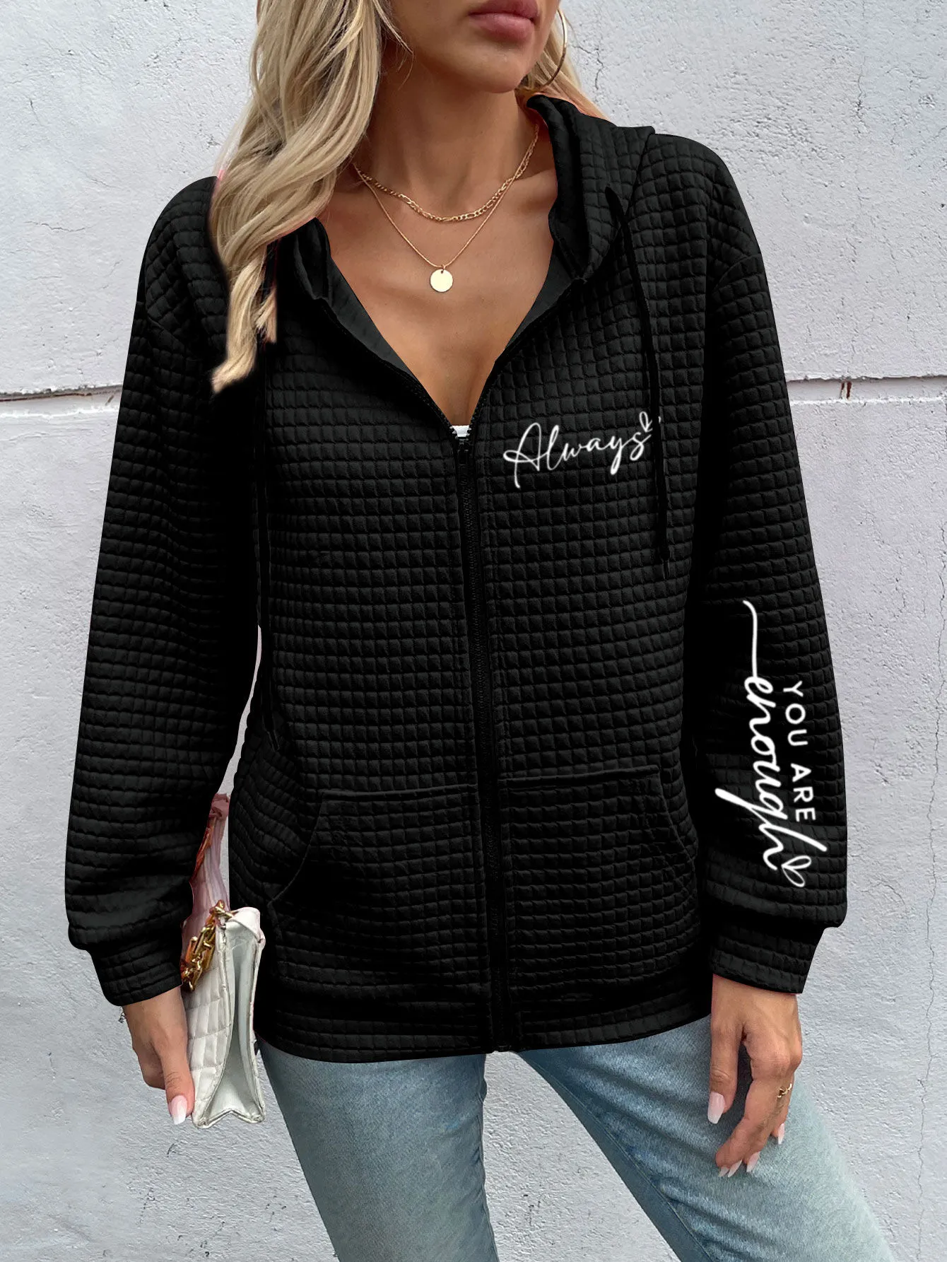 Solid Zipper Hooded Regular Jacket, 3 of 5