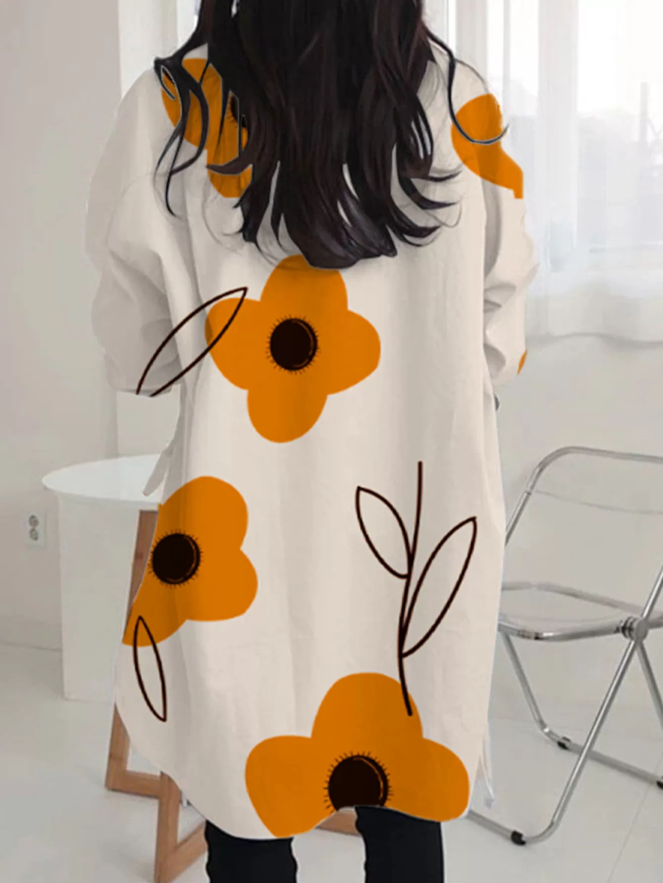 Floral Button Lapel High-low Blouse, 2 of 3