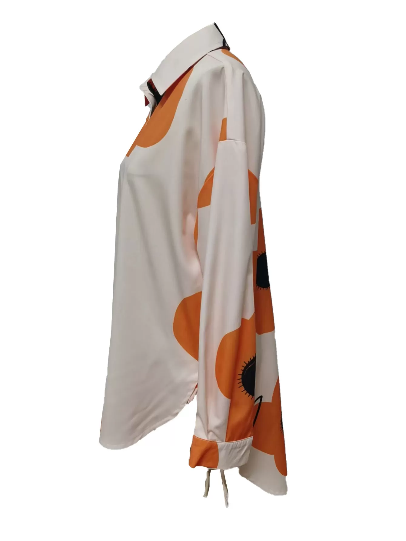 Floral Button Lapel High-low Blouse, 3 of 3