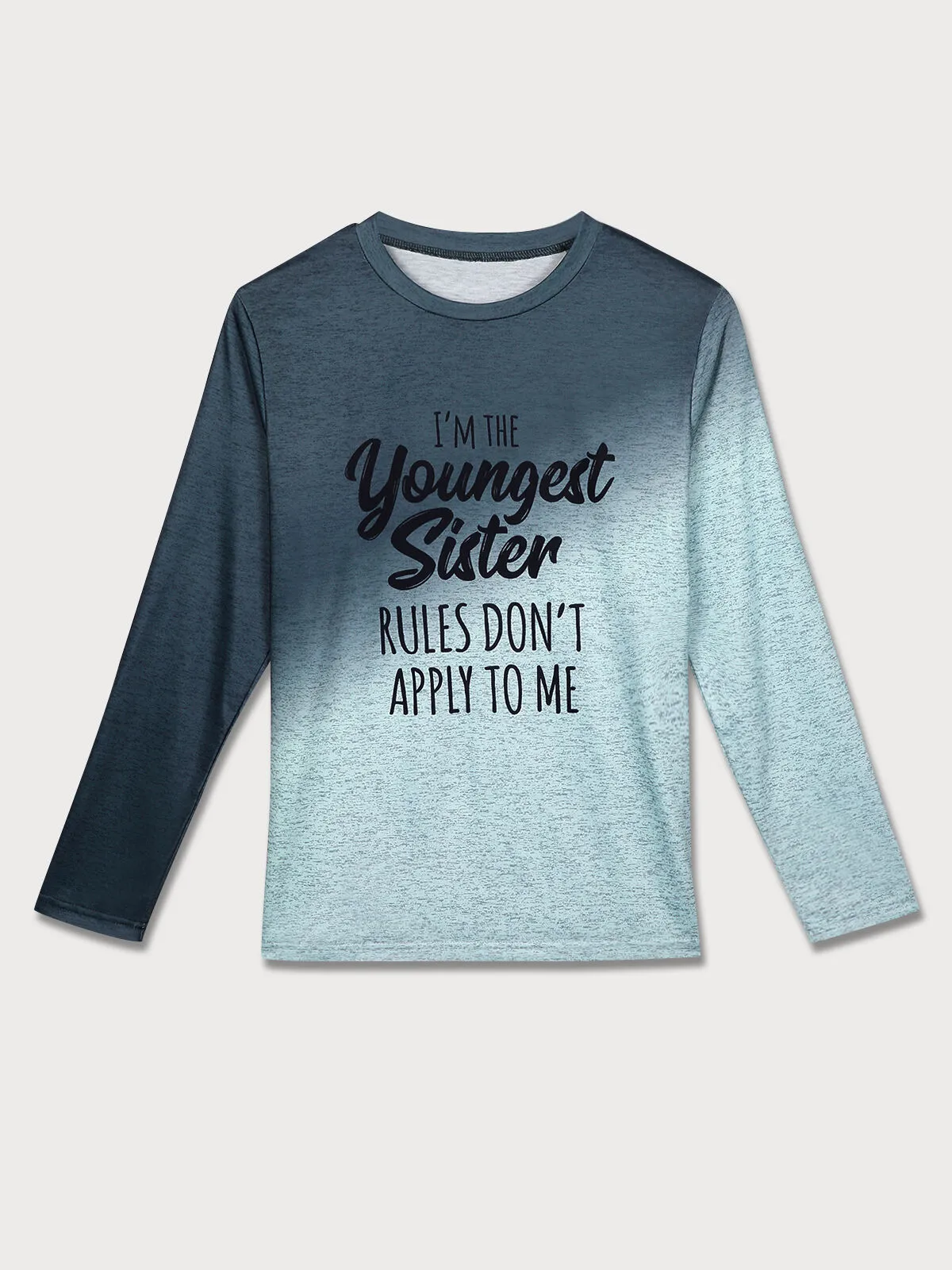 Youngest Sister Slogan Gradient Round Neck T-shirt, 3 of 8