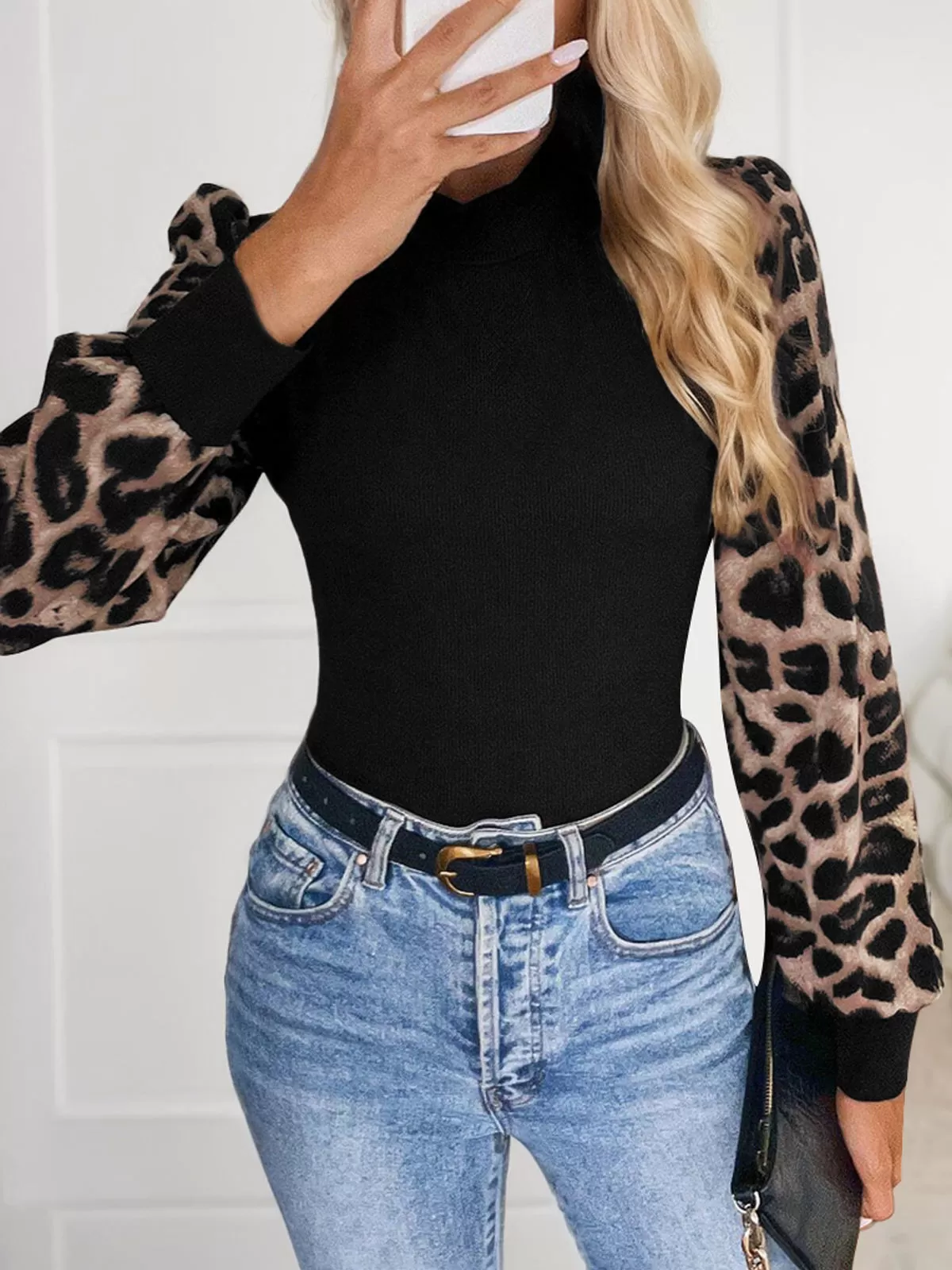 Leopard Round Neck Blouse, 3 of 5