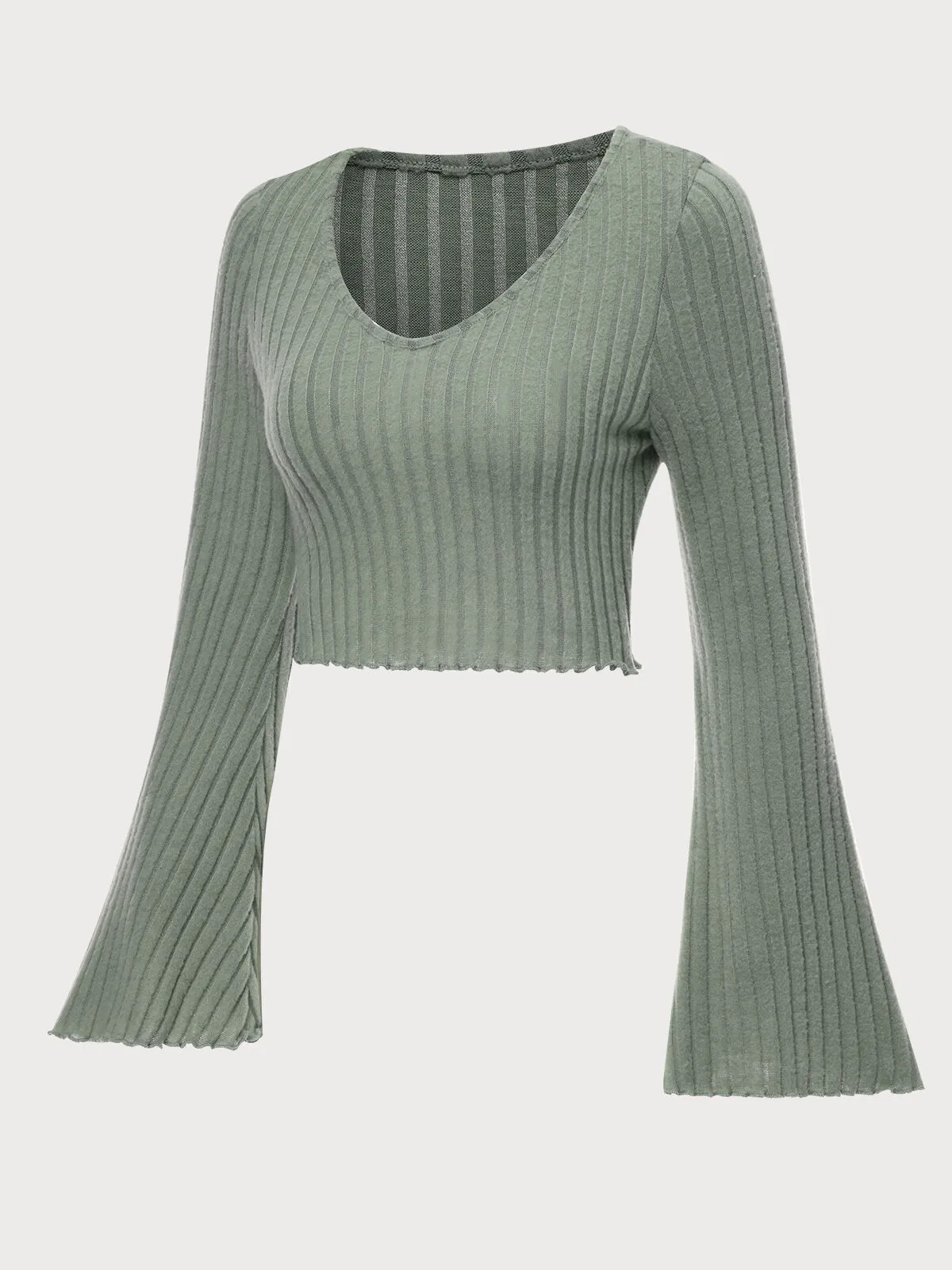 Solid V-neck Flare Regular Blouse, 3 of 6