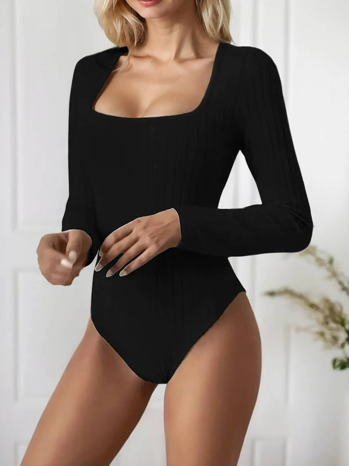 Solid Square Neck High Rise Jumpsuits, 3 of 5