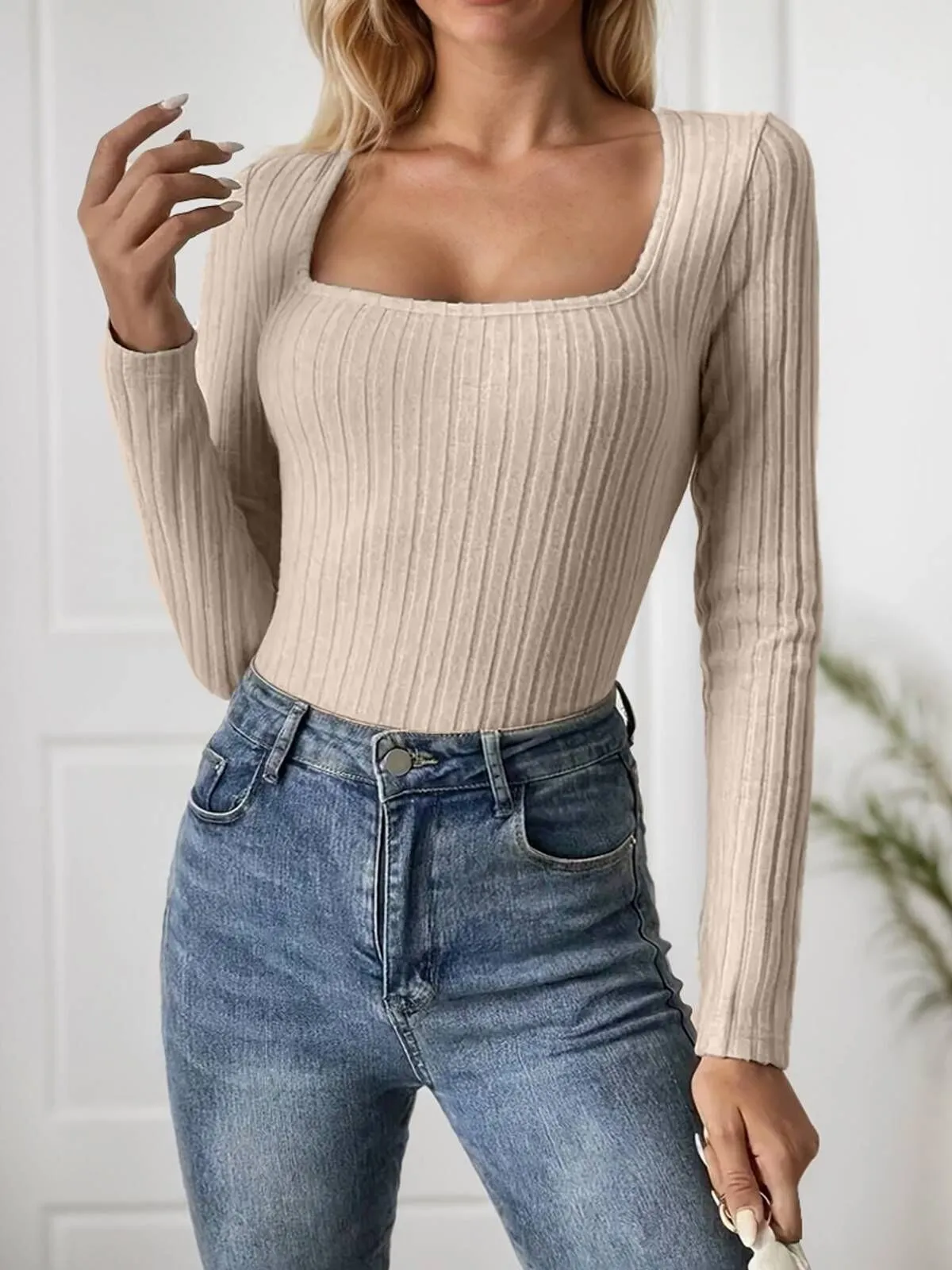 Solid Square Neck High Rise Jumpsuits, 5 of 6