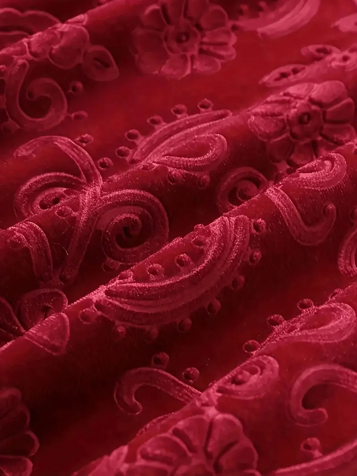 Plus Size Bold & Beautiful Stretch Fit Vivid Scarlet Velvet Floral Skirt, 3 of 3