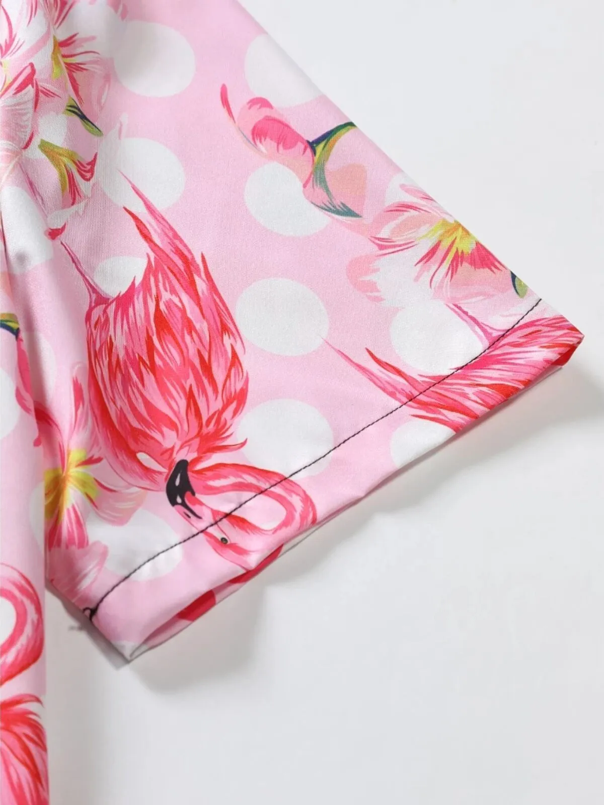 Men Flamingo Floral Vacation Shirts & Solid Shorts, 3 of 8