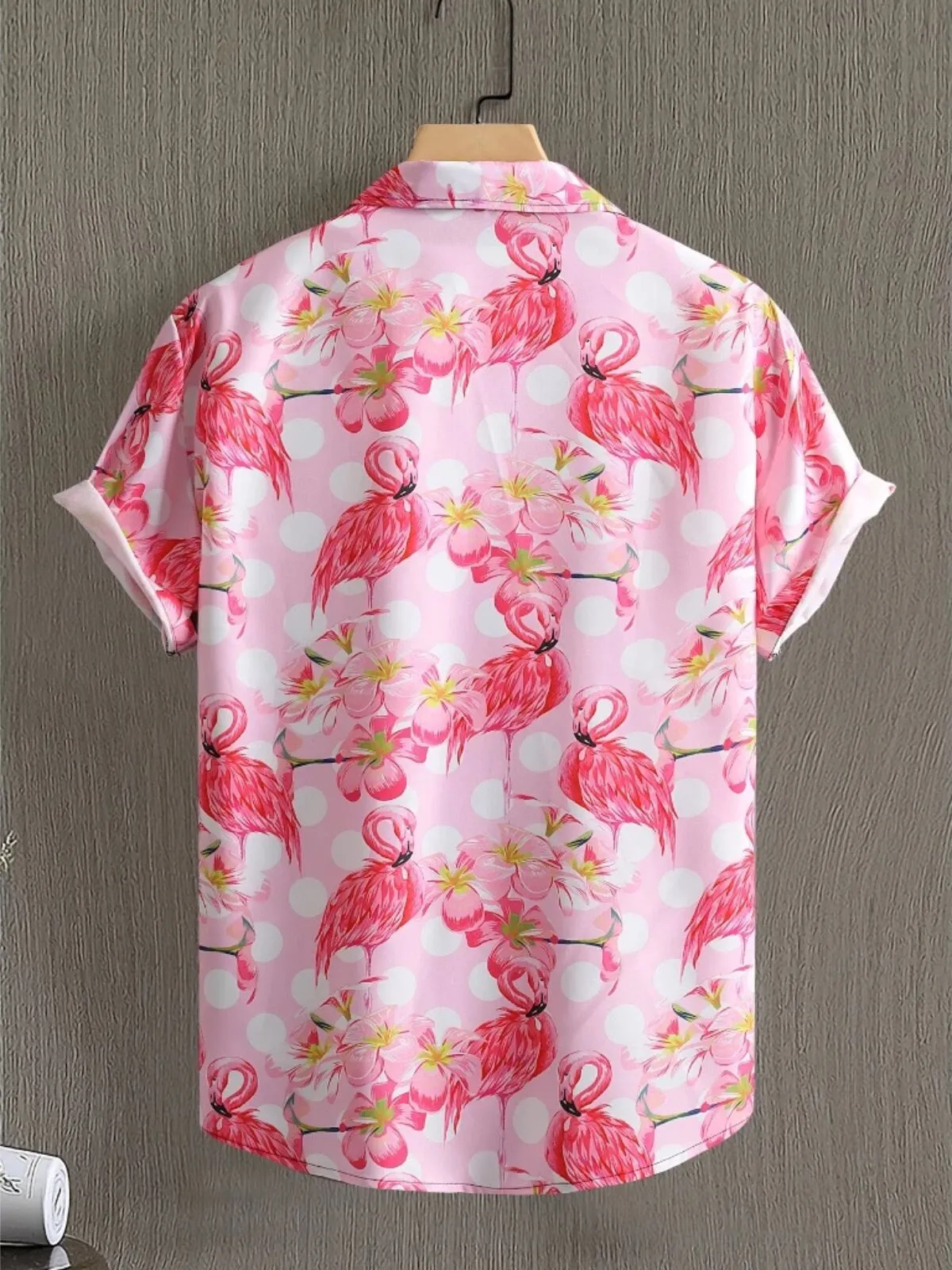 Men Flamingo Floral Vacation Shirts & Solid Shorts, 8 of 8