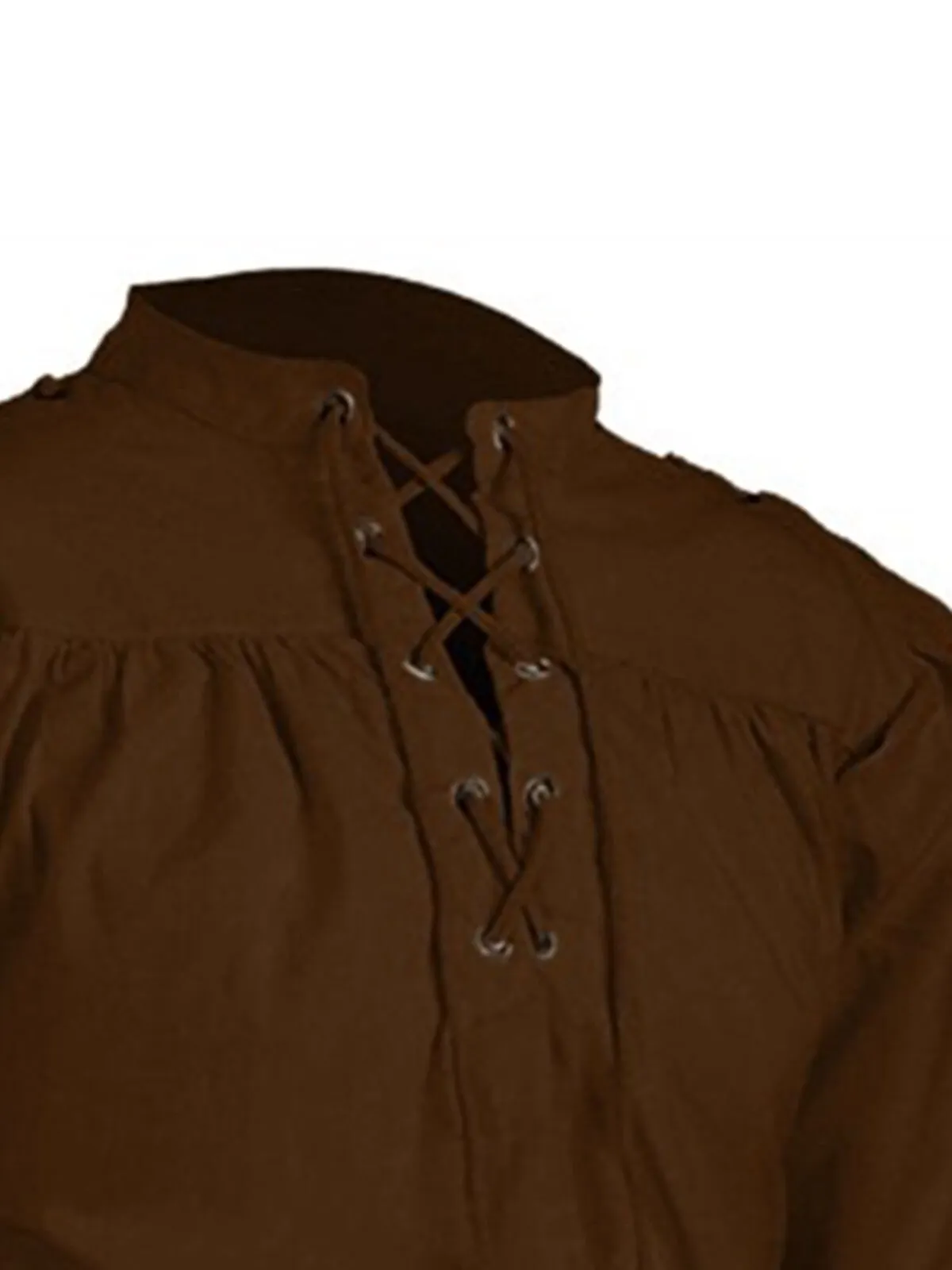 Mens Medieval Pirate Shirts Renaissance Lace Up Retro Fitted Tops Hippie Halloween Cosplay Costume, 2 of 3