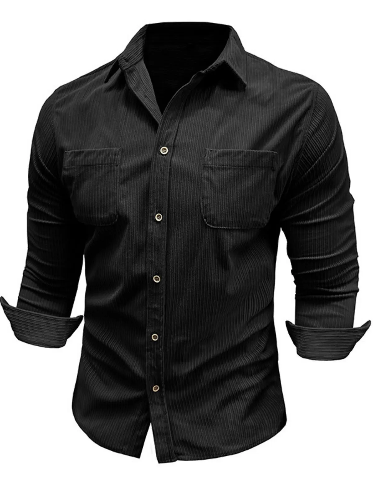 Casual Solid Lapel Button up Shirt, 4 of 5