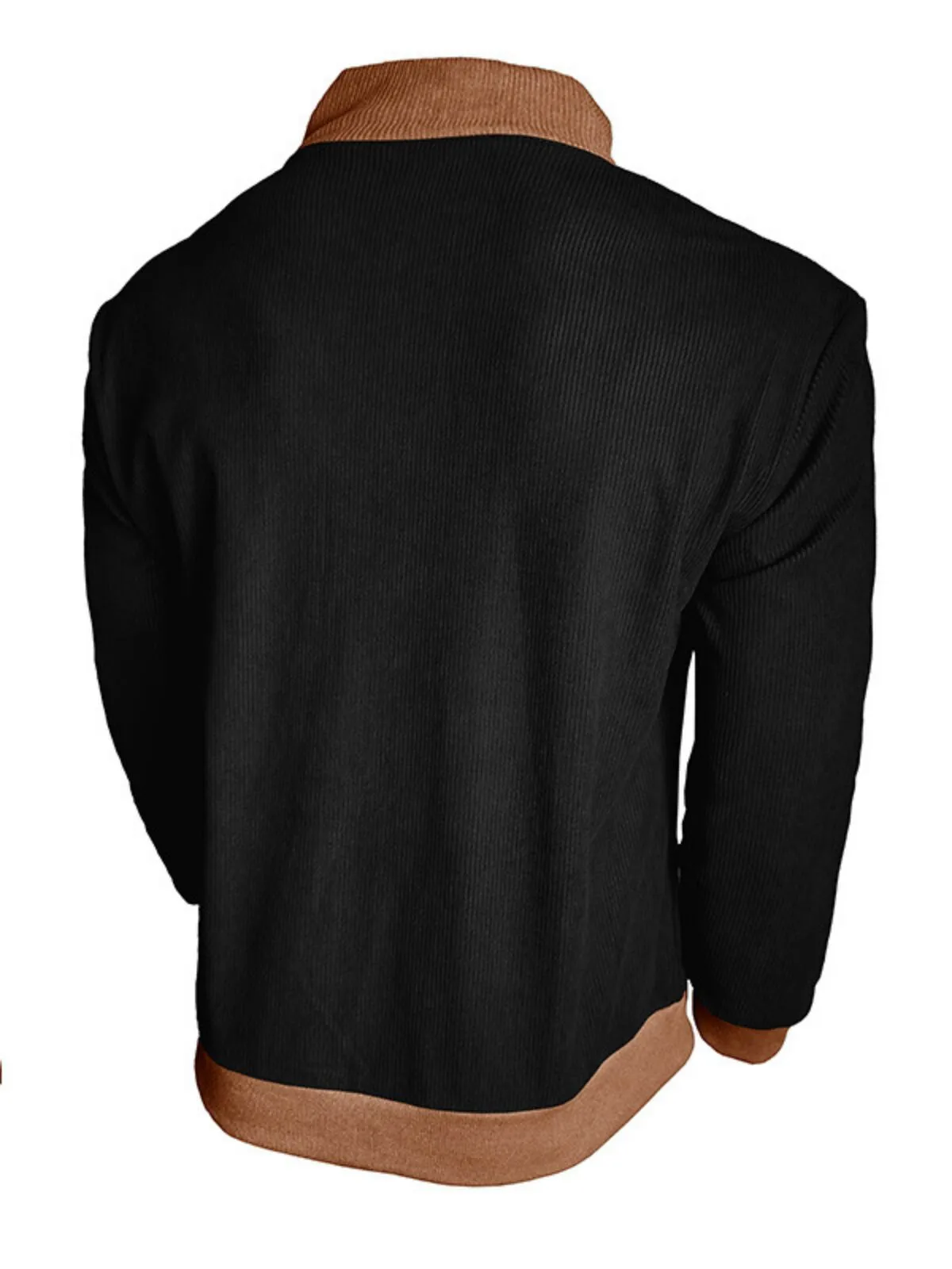 Solid Stand Collar Corduroy Streetwear Sweatshirt, 3 of 5