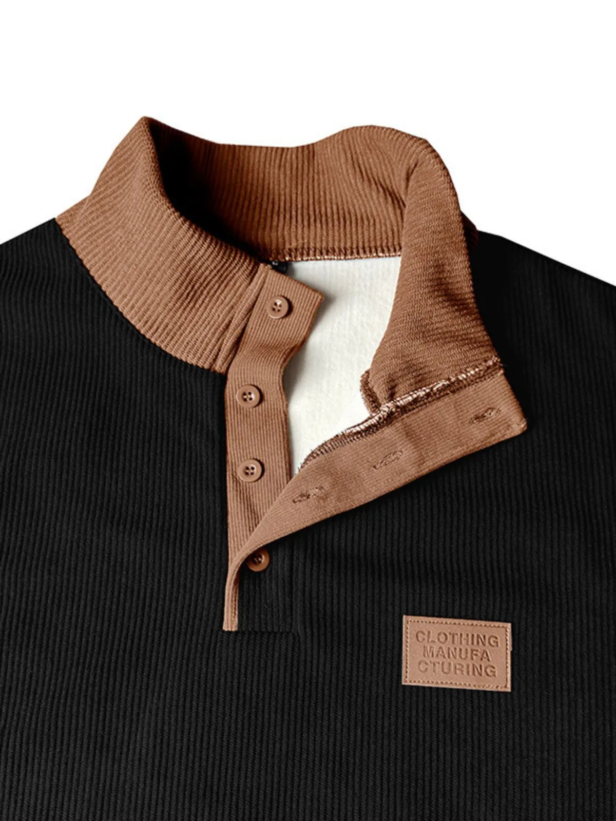 Solid Stand Collar Corduroy Streetwear Sweatshirt, 5 of 5