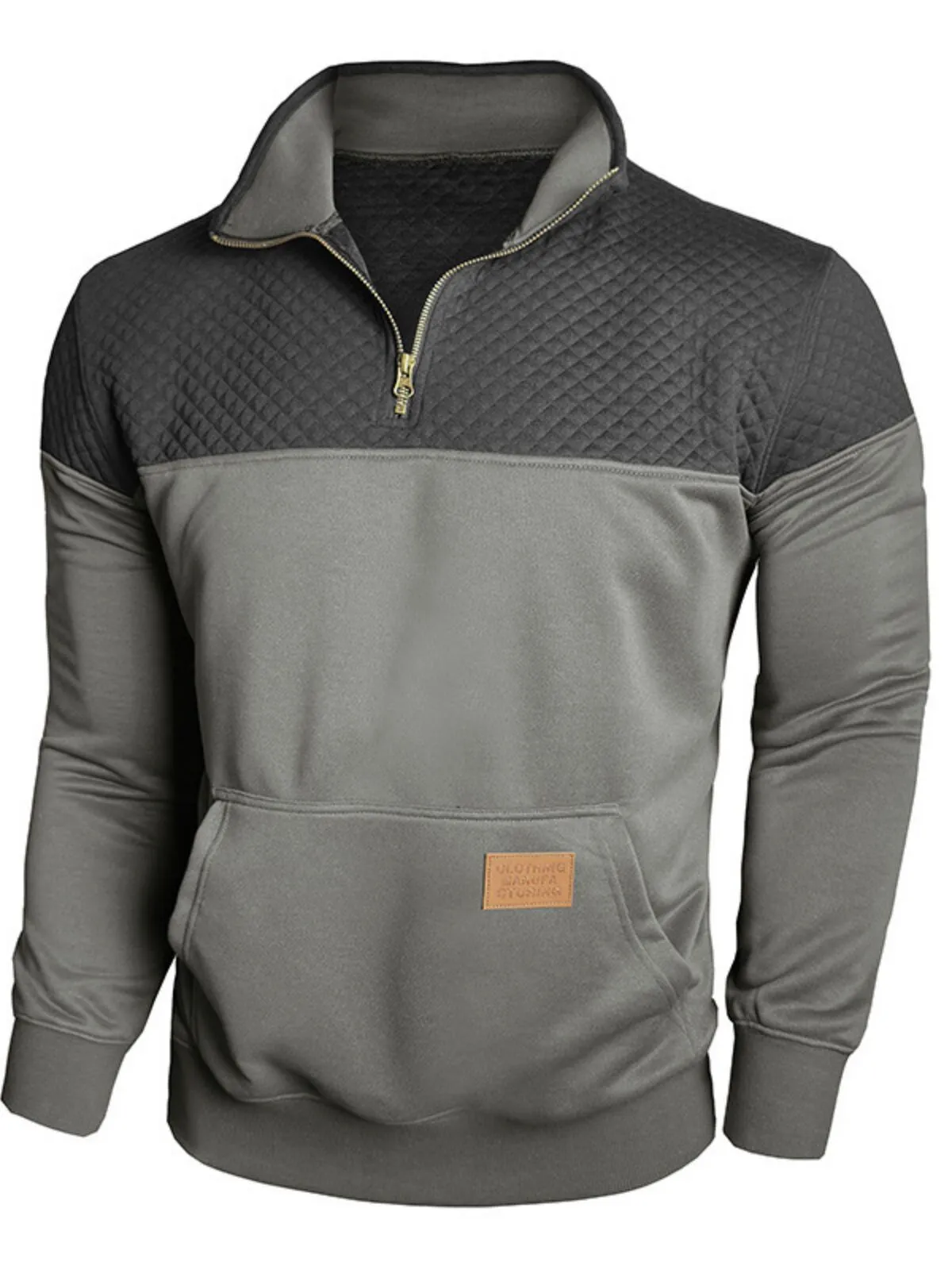 Colorblock Stand Collar Quarter Zip Sweatshirt, 2 of 5