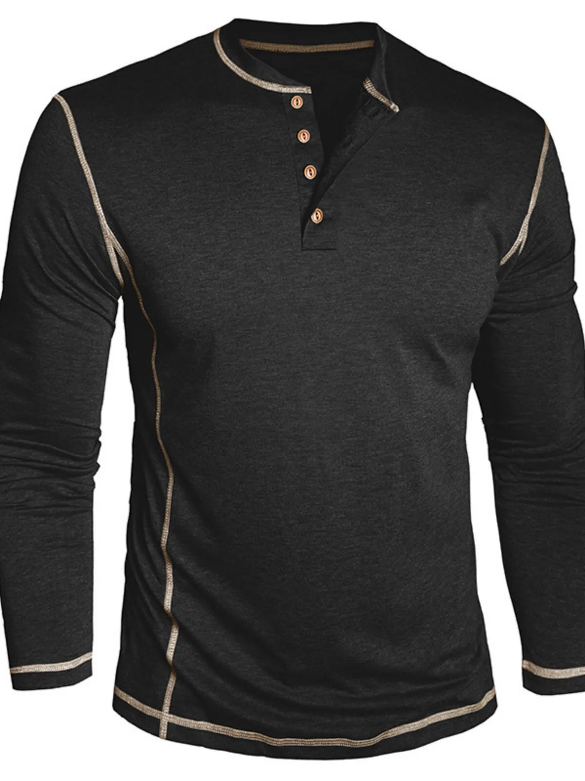 Causal Solid Open Collar Regular T-shirt, 4 of 5