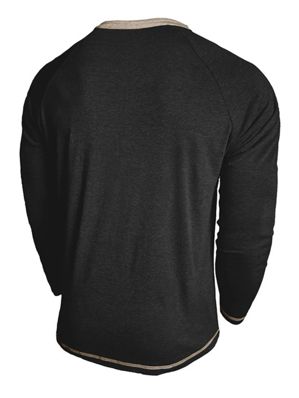 Solid Round Neck Pocket Casual Pullover T-shirt, 3 of 4