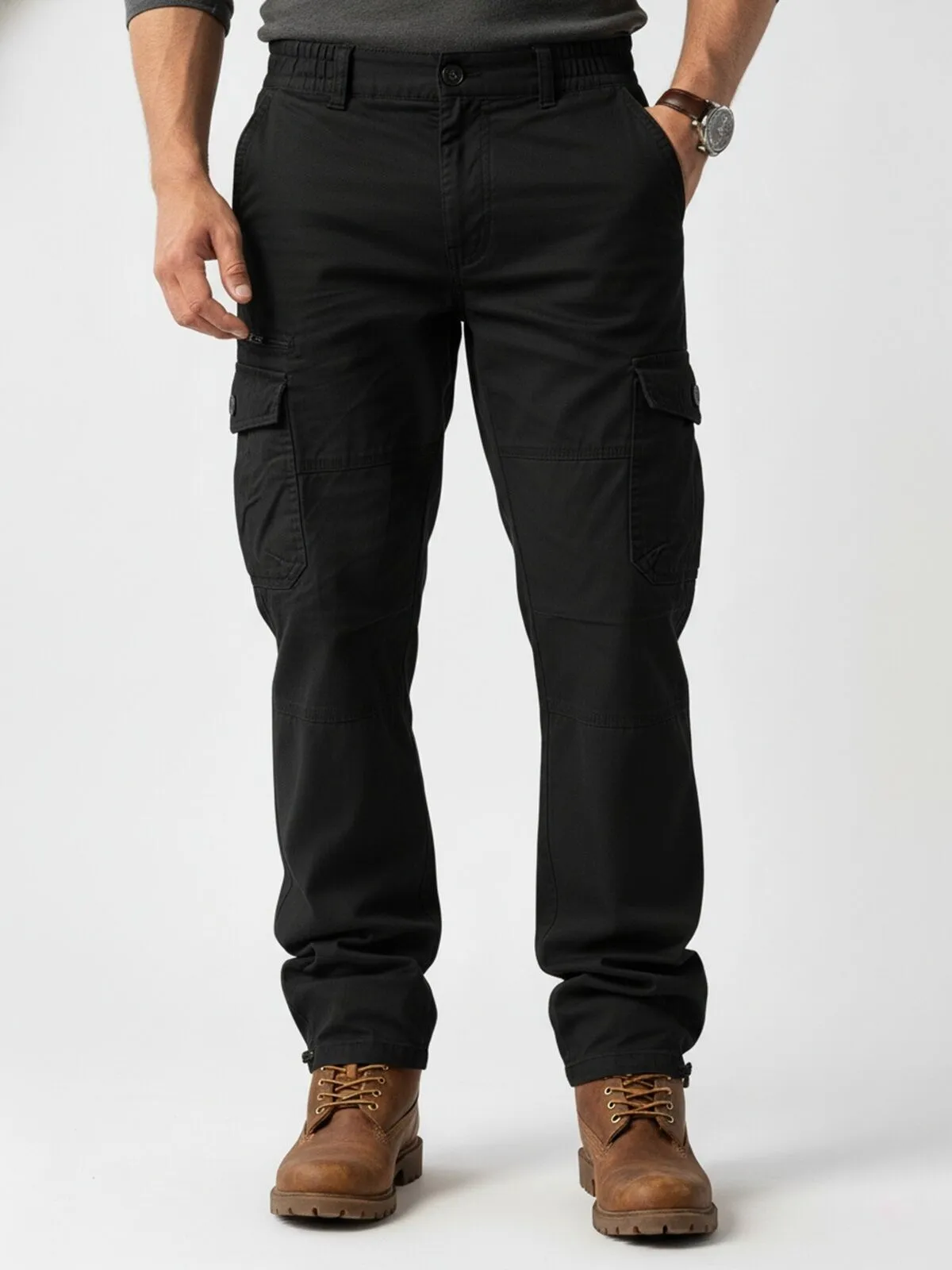 Men's Cargo Pants Loose fit Casual Multi-Pocket Hiking Compression Workout Gear Baggy Mountain Khaki Pants, 1 of 5