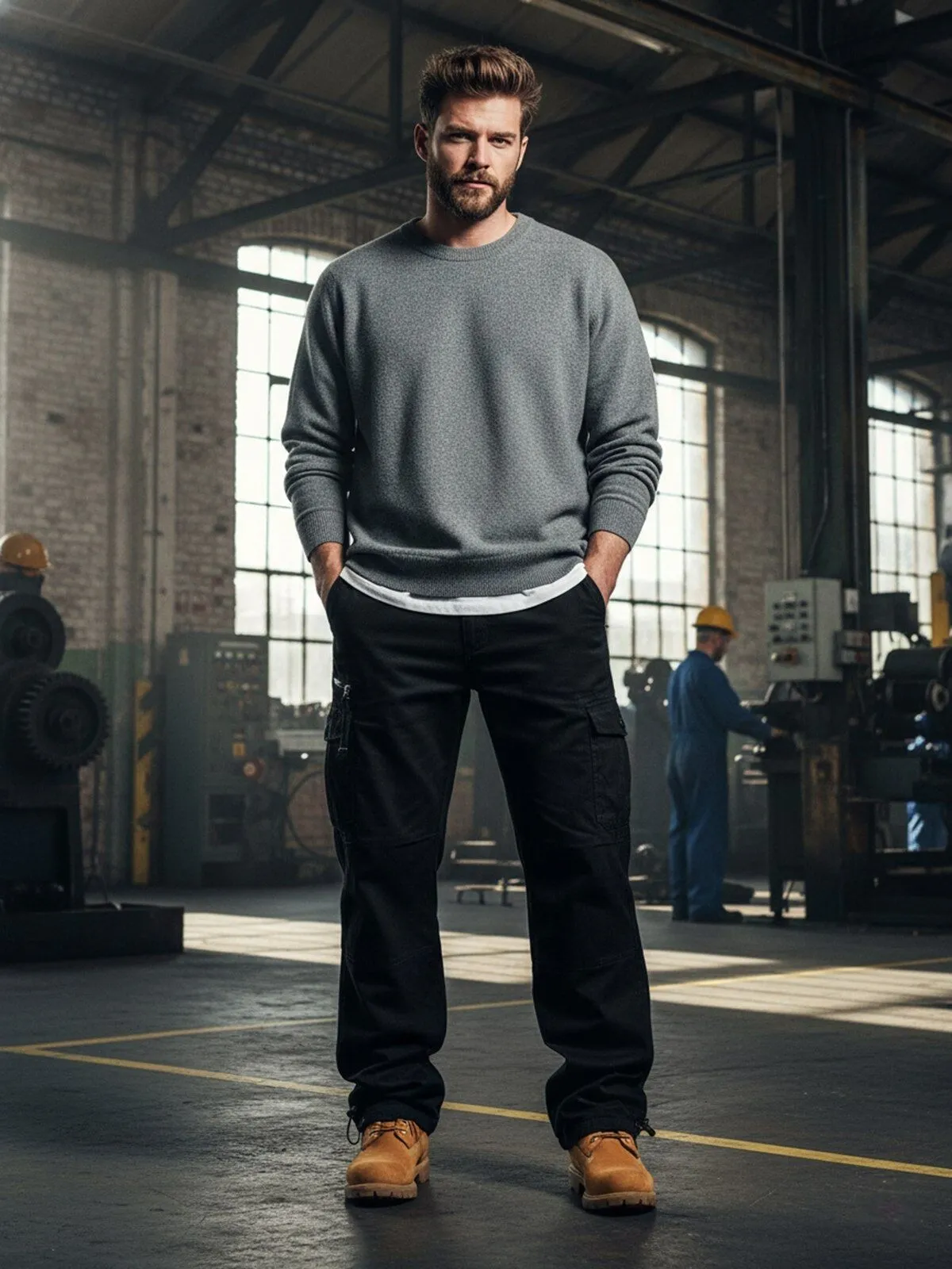 Men's Cargo Pants Loose fit Casual Multi-Pocket Hiking Compression Workout Gear Baggy Mountain Khaki Pants, 2 of 5