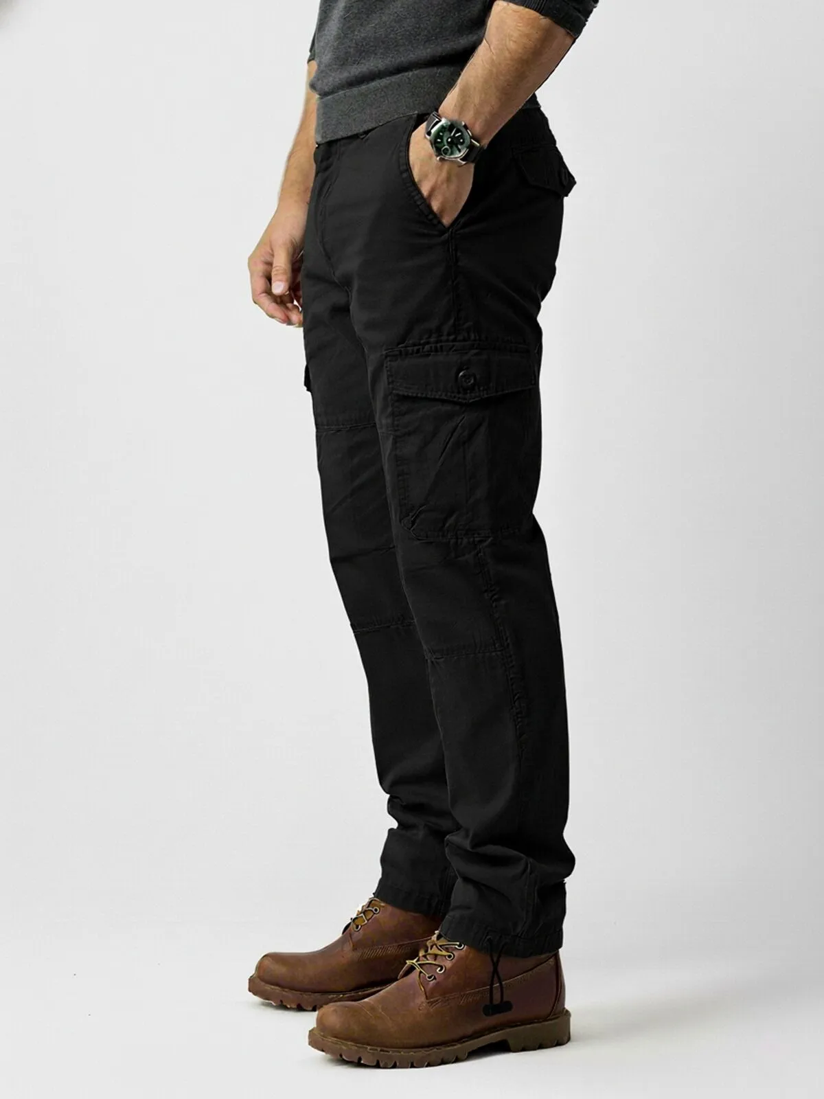 Men's Cargo Pants Loose fit Casual Multi-Pocket Hiking Compression Workout Gear Baggy Mountain Khaki Pants, 5 of 5