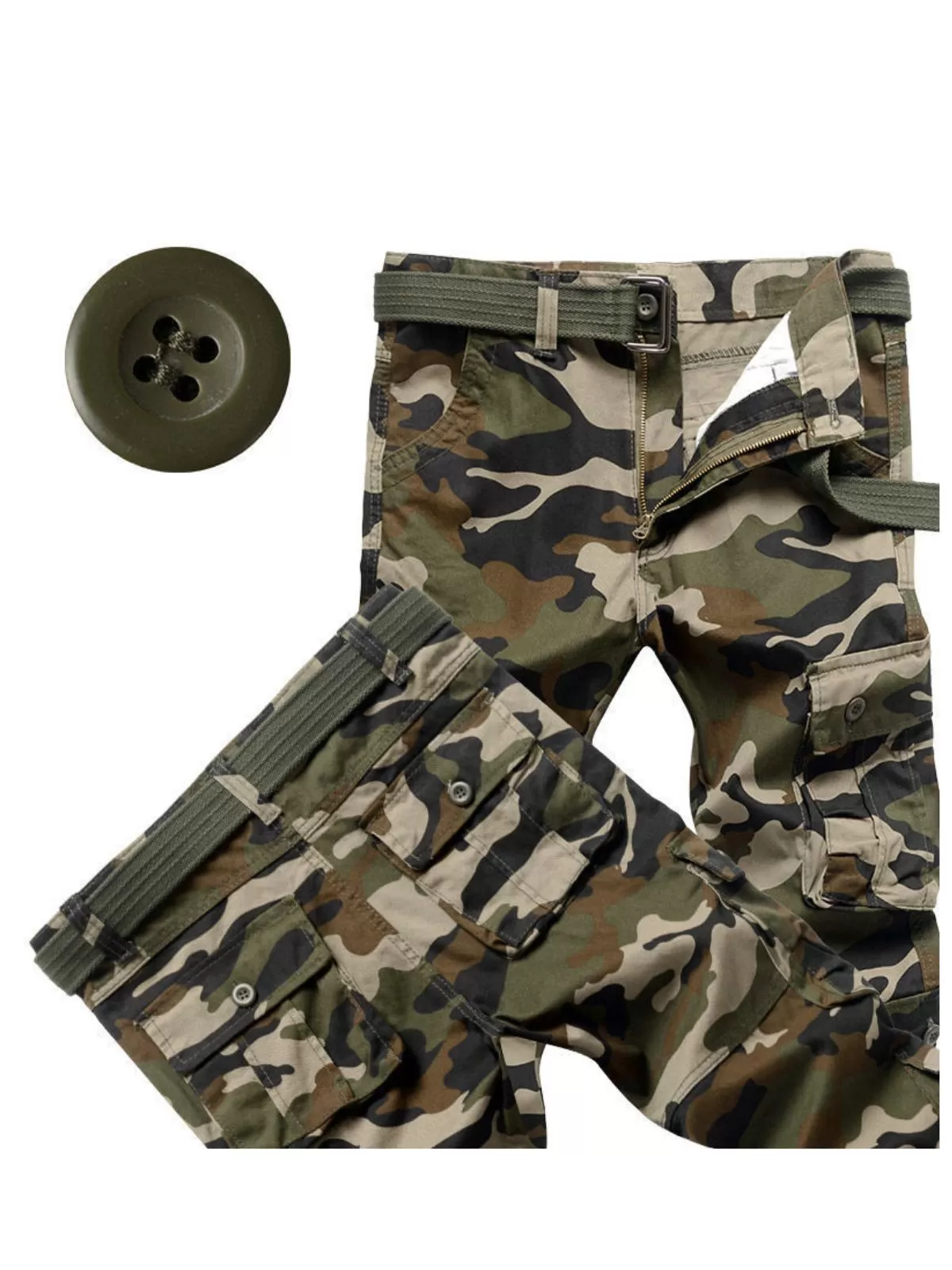 Men's Cargo Pants Casual Military Army Camo Combat Multi Pockets Wild Trousers , 2 of 2