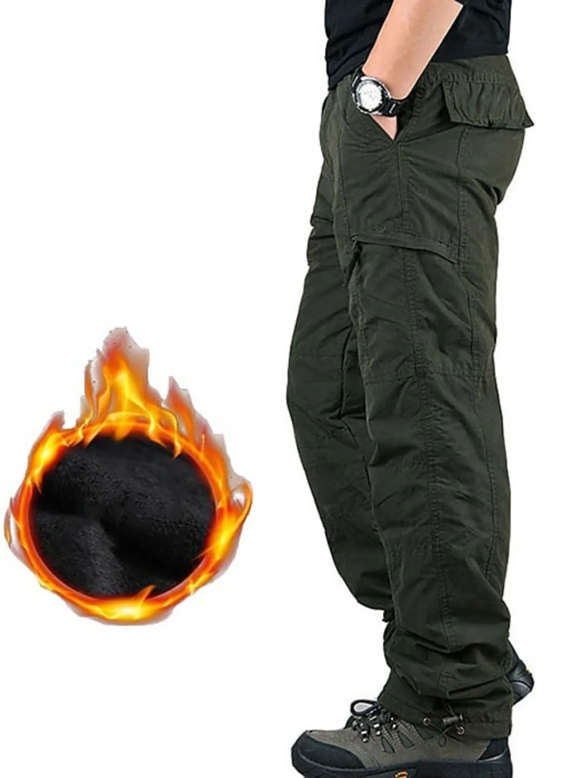 Men's Cargo Pants Military Tactical Combat Long Fleece Warm in Fall and Winter, 1 of 7
