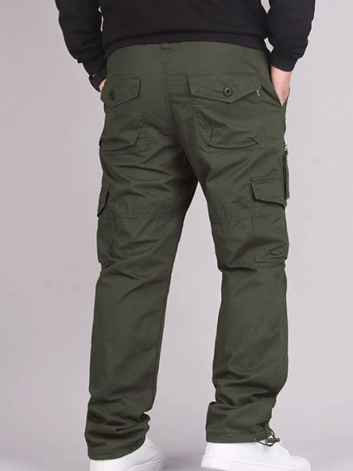 Men's Cargo Pants Long Elastic Waist Regular Fit Casual Plain Sports Outdoor with Pockets Fall&Winter Trousers, 4 of 4