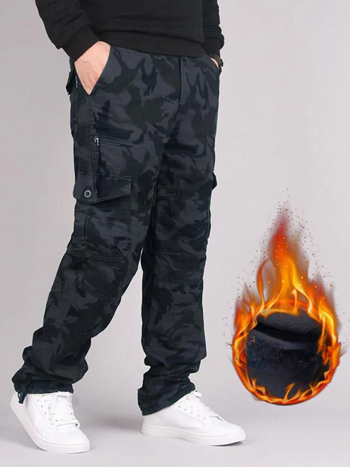 Camo Pocket Zipper Fly Cargo Pants, 1 of 4
