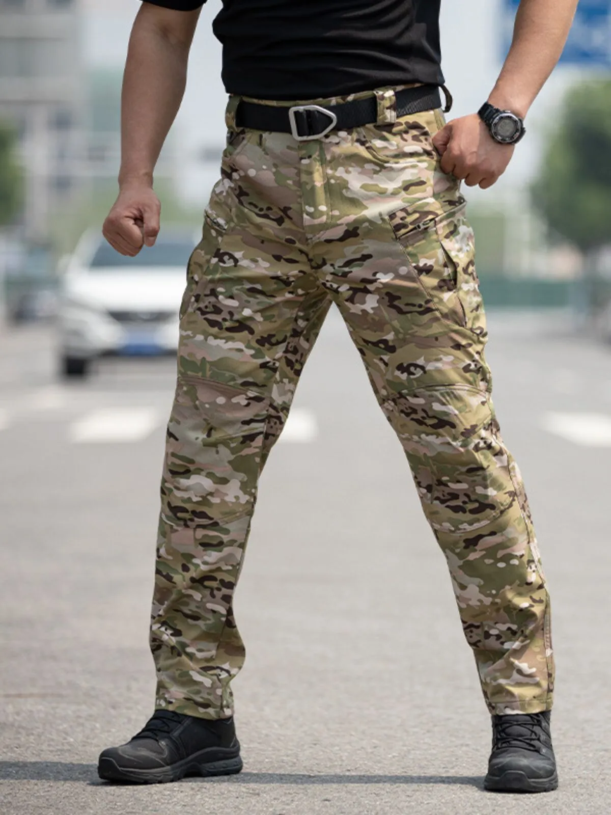 Men's Cargo Pants Camouflage Hiking Spring Autumn Anti-scratch Tactical Hunting Camping Training Elastic Pants, 6 of 9