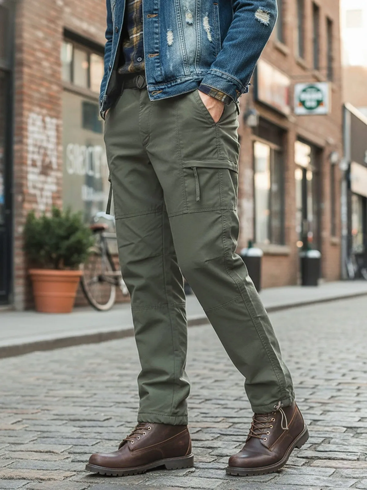 Men's Cargo Pants Windproof Plush Soft Shell Pants Outdoor Multi Pockets Overalls Camping Hunting Equipment Trousers, 1 of 4