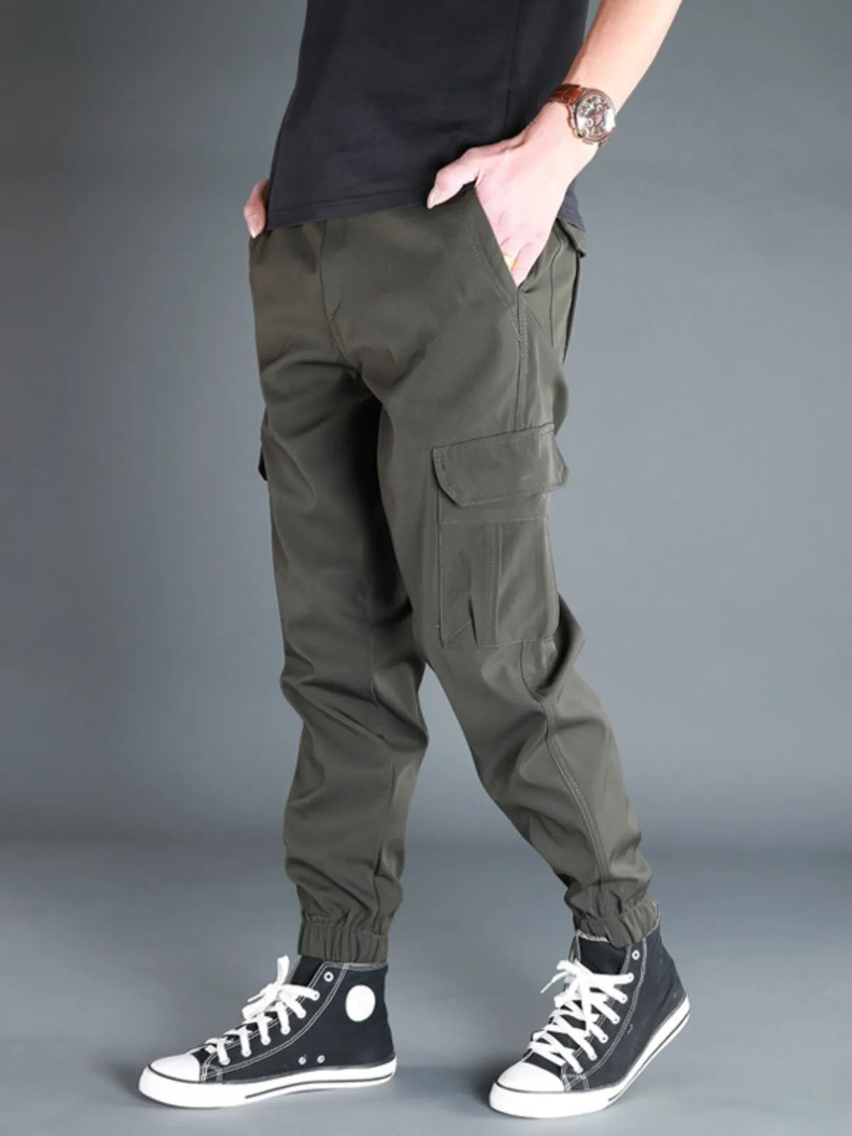 Men's Cargo Pants Casual Sports Long Pants with Multiple and Loose Pockets, 1 of 8