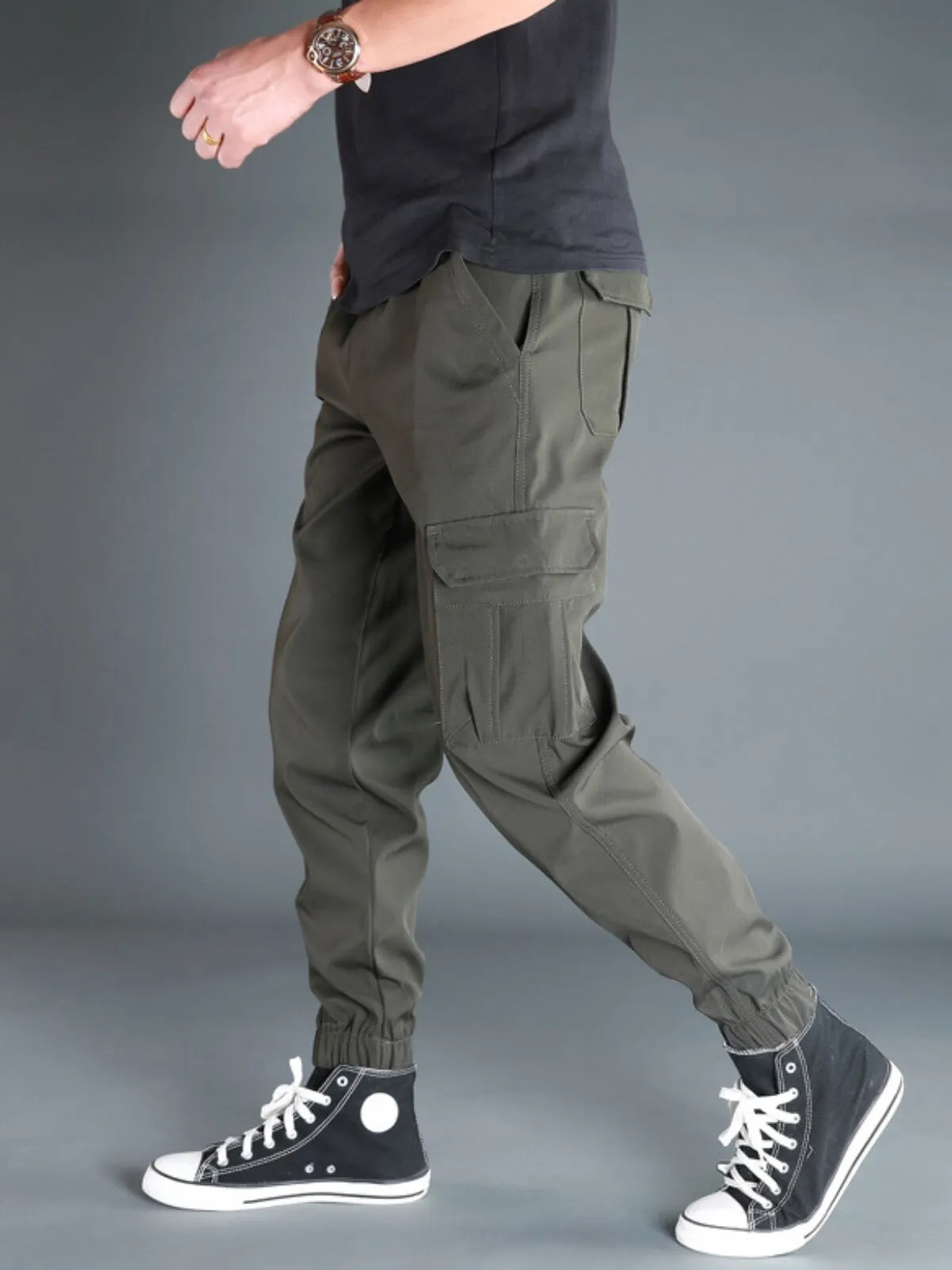 Men's Cargo Pants Casual Sports Long Pants with Multiple and Loose Pockets, 3 of 8