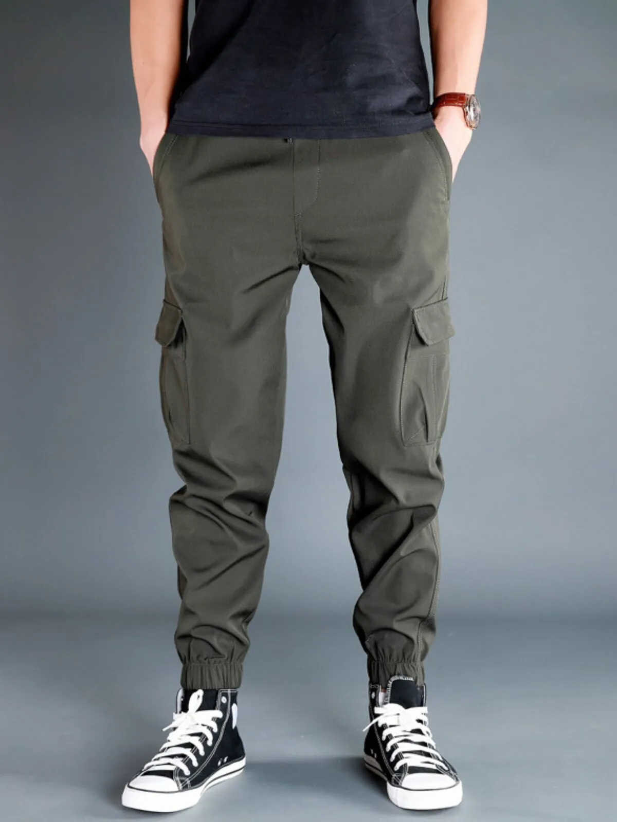 Men's Cargo Pants Casual Sports Long Pants with Multiple and Loose Pockets, 4 of 8